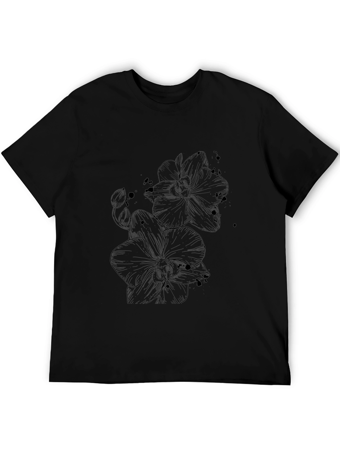 Orchid Sketch Black T-Shirt - Stylish Graphic Tee