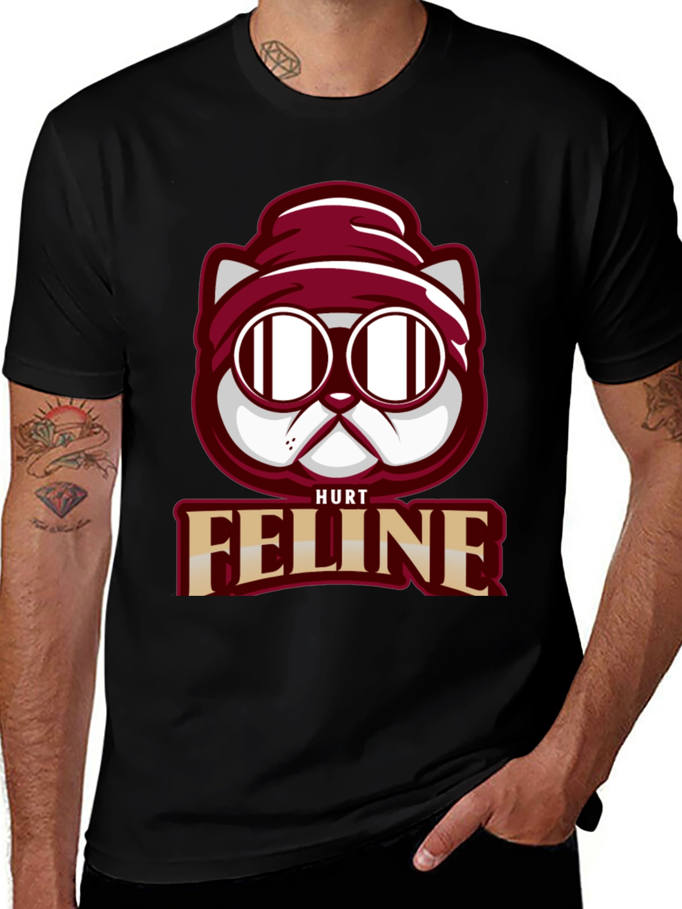Hurt Feline T-Shirt - Cool Cat Graphic Tee