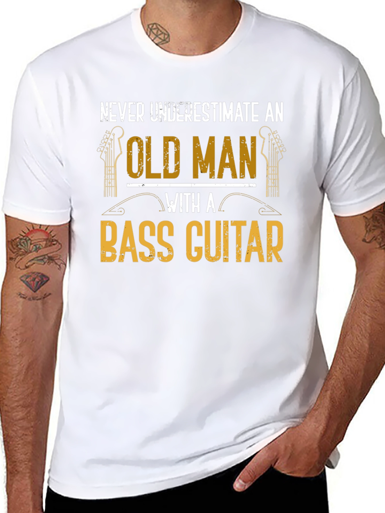 Bass Guitar Old Man Graphic Tee