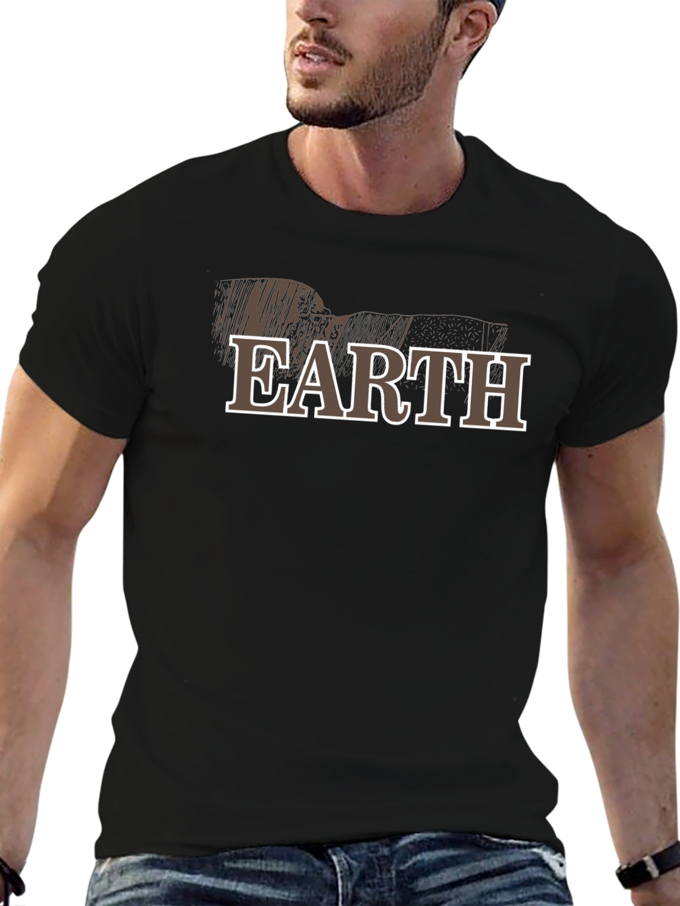 Earth Graphic Print Crew Neck T-Shirt