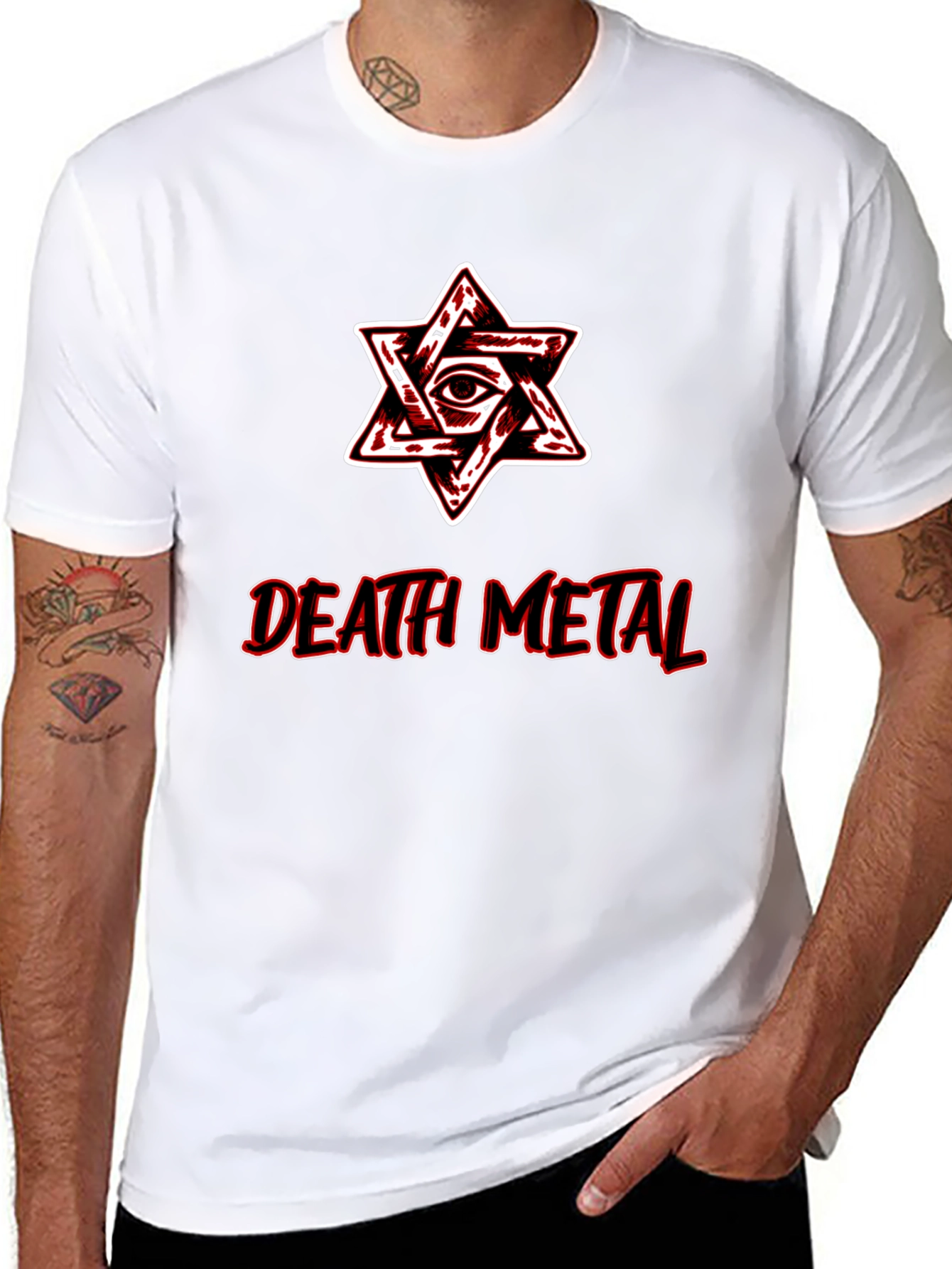 Death Metal Graphic Tee - Occult Star Eye Design