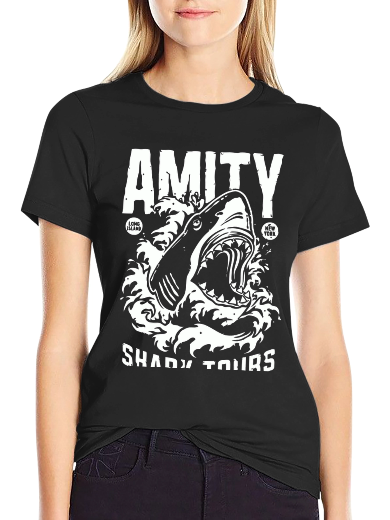 Amity Shady Tours Black Graphic Tee
