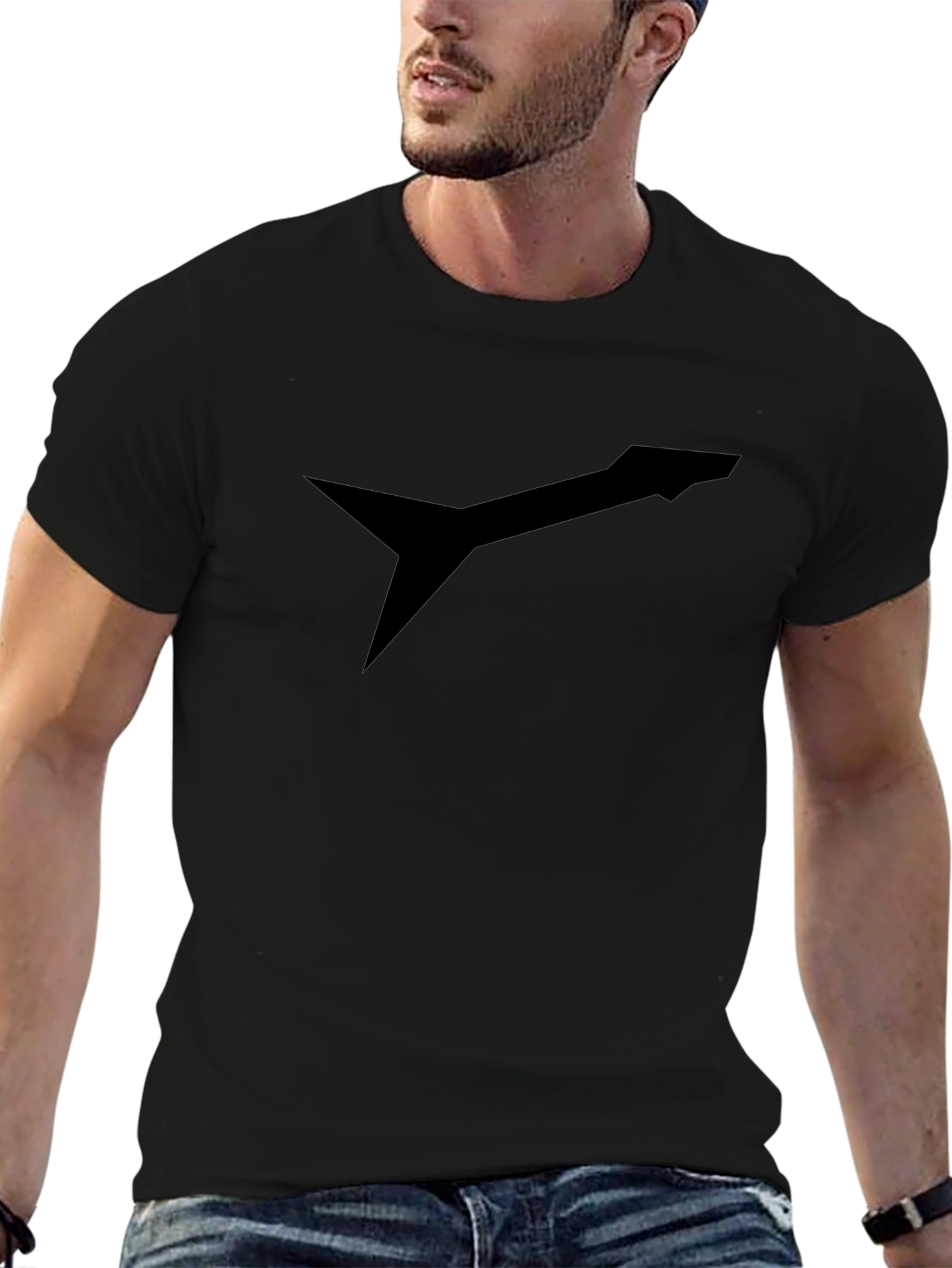 Mens Black Graphic Tee - Modern Arrow Design