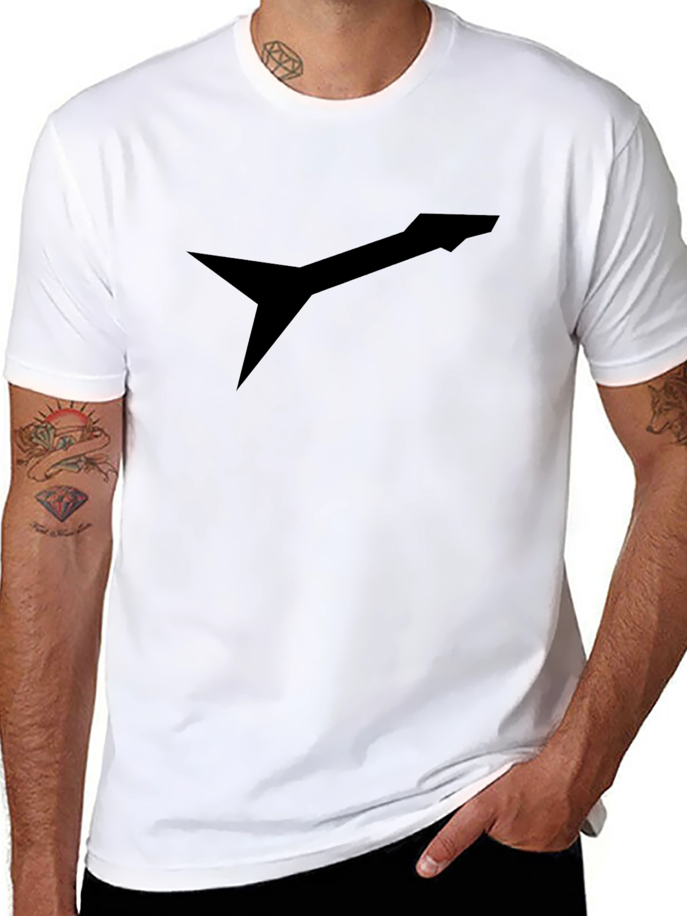 Mens Black Graphic Tee - Modern Arrow Design