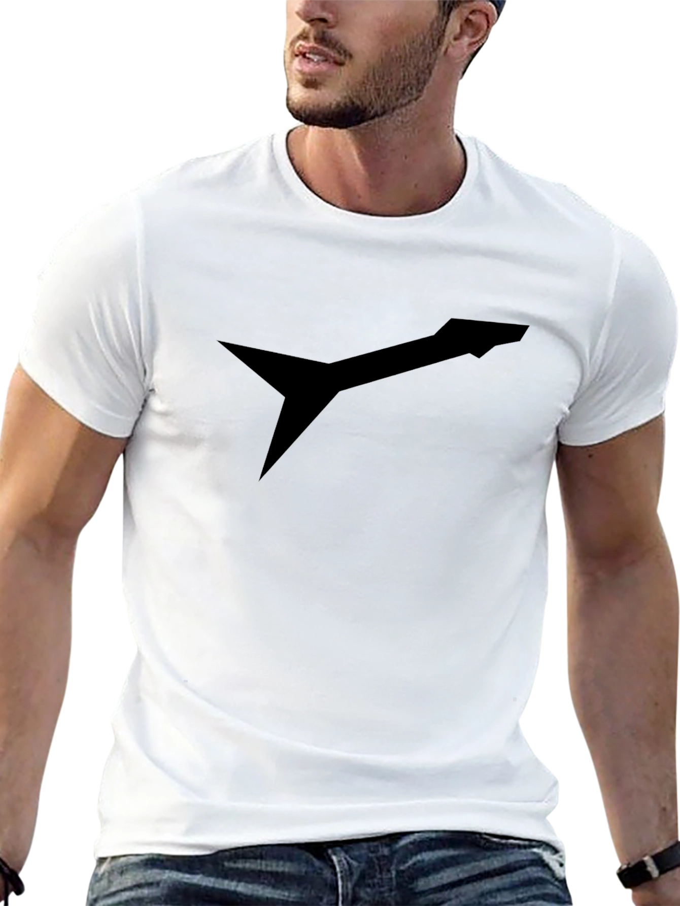 Mens Black Graphic Tee - Modern Arrow Design