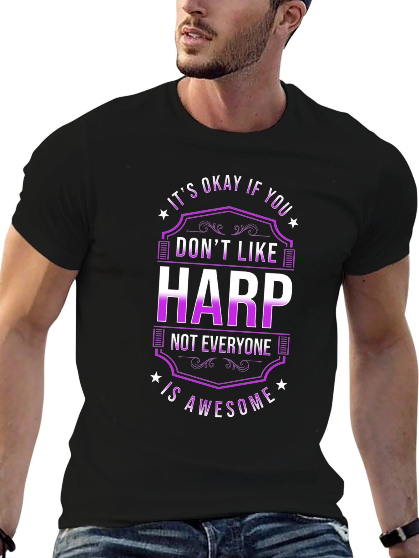 Funny Harp Player Graphic T-Shirt