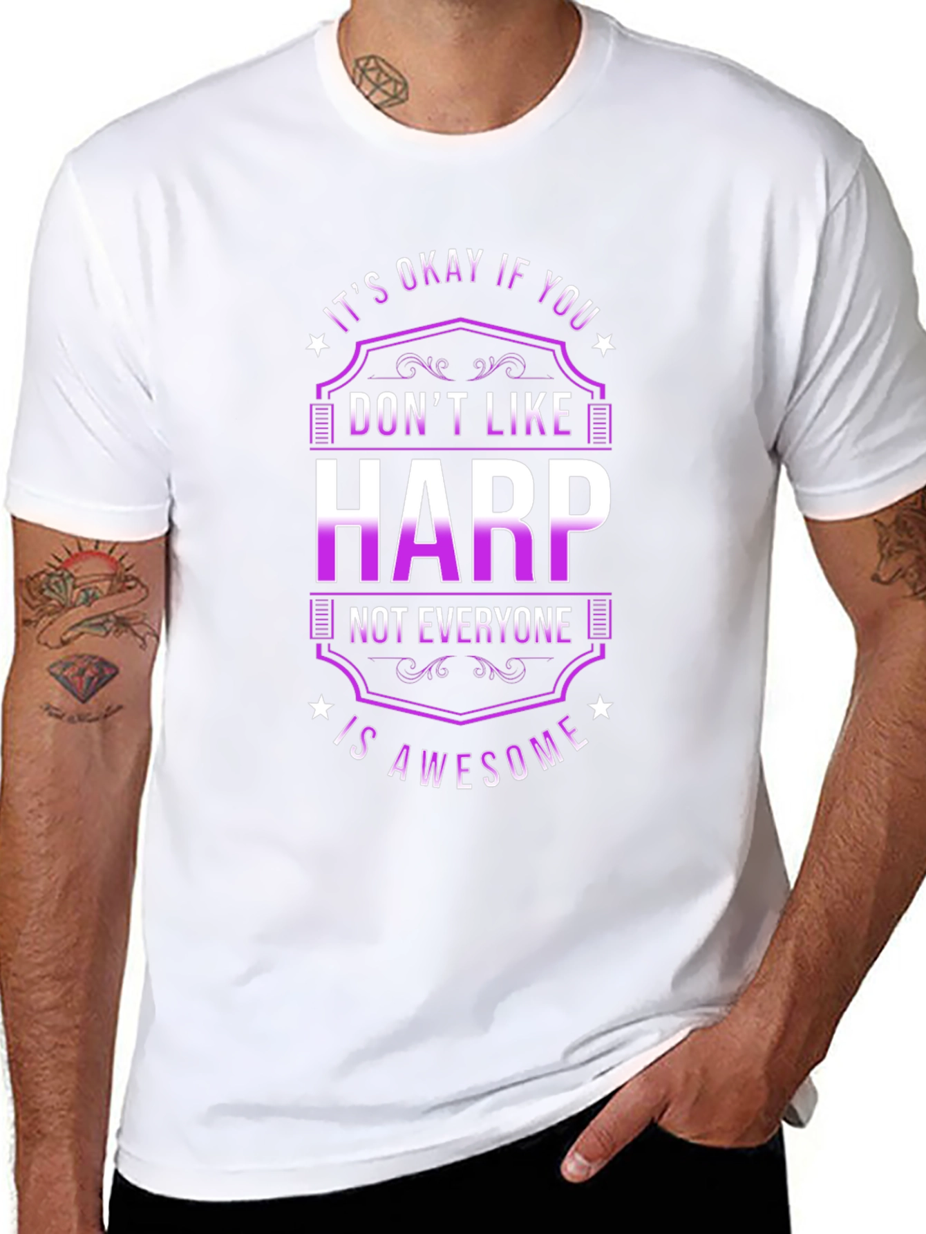 Funny Harp Player Graphic T-Shirt