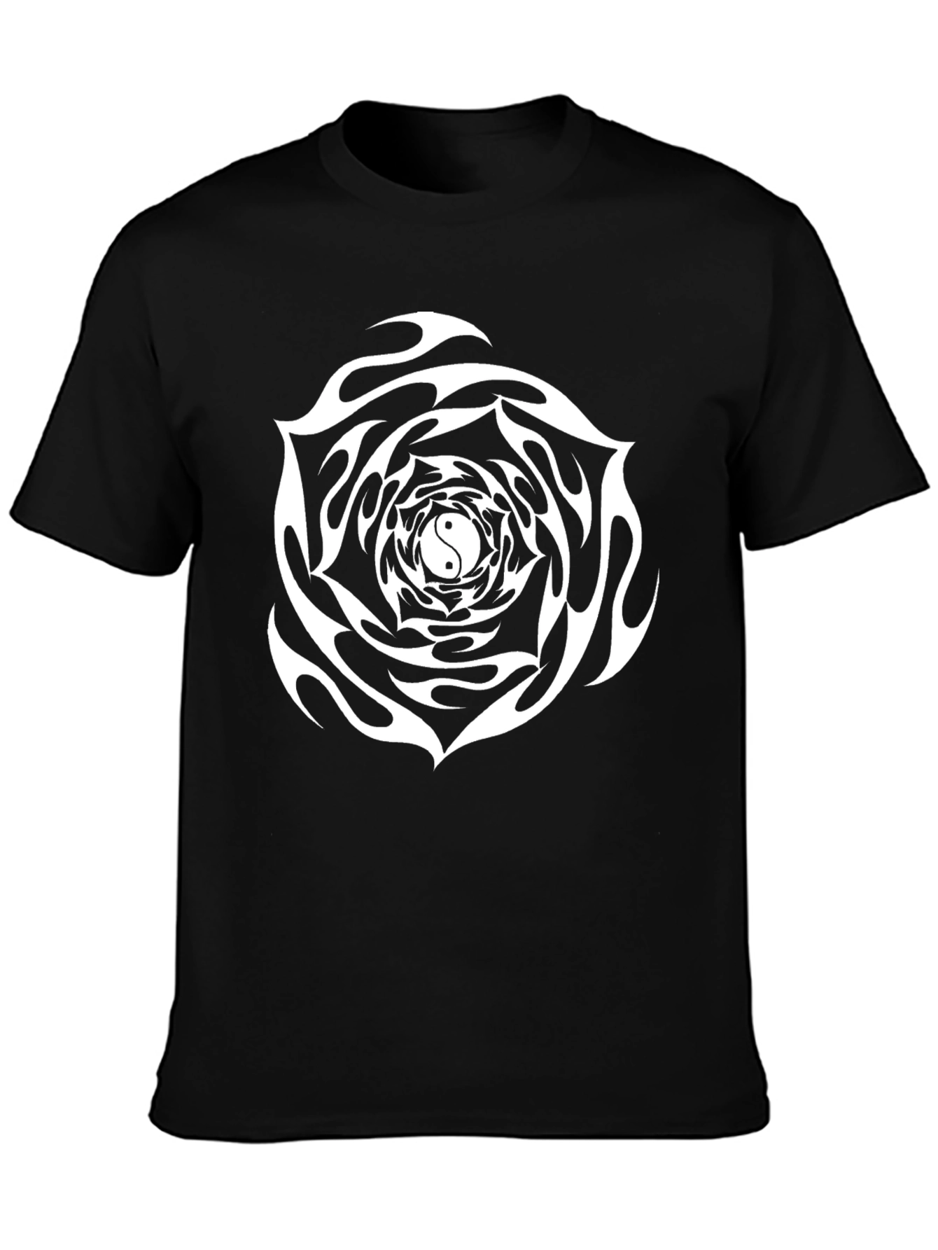 Yin Yang Flame Rose Graphic Tee