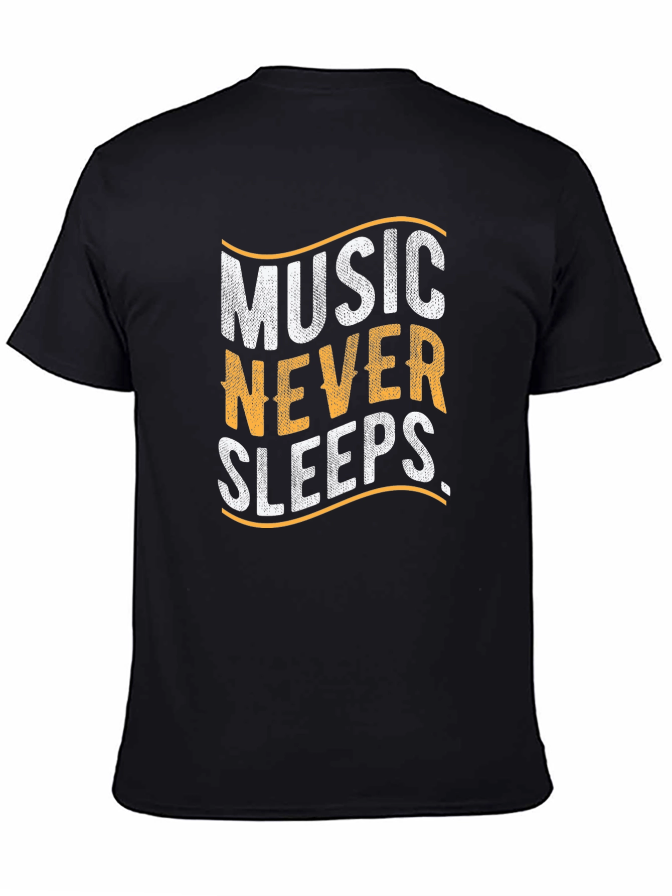 Music Never Sleeps Graphic Tee - Black Cotton T-Shirt