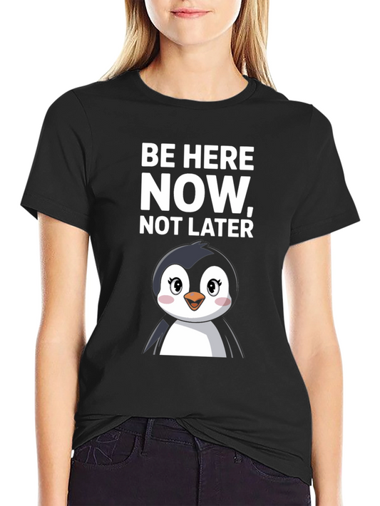 Be Here Now Penguin T-Shirt - Black
