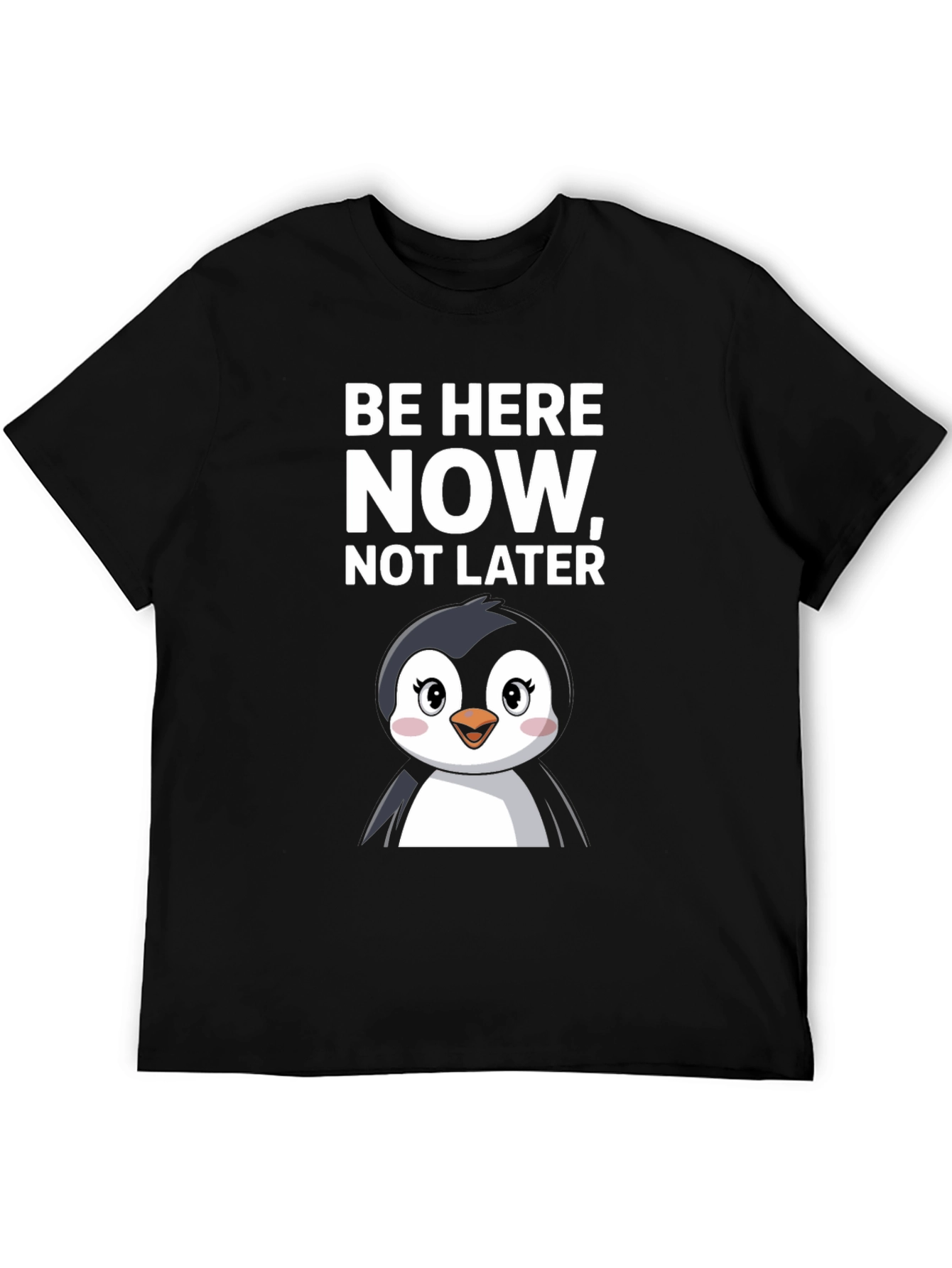 Be Here Now Penguin T-Shirt - Black