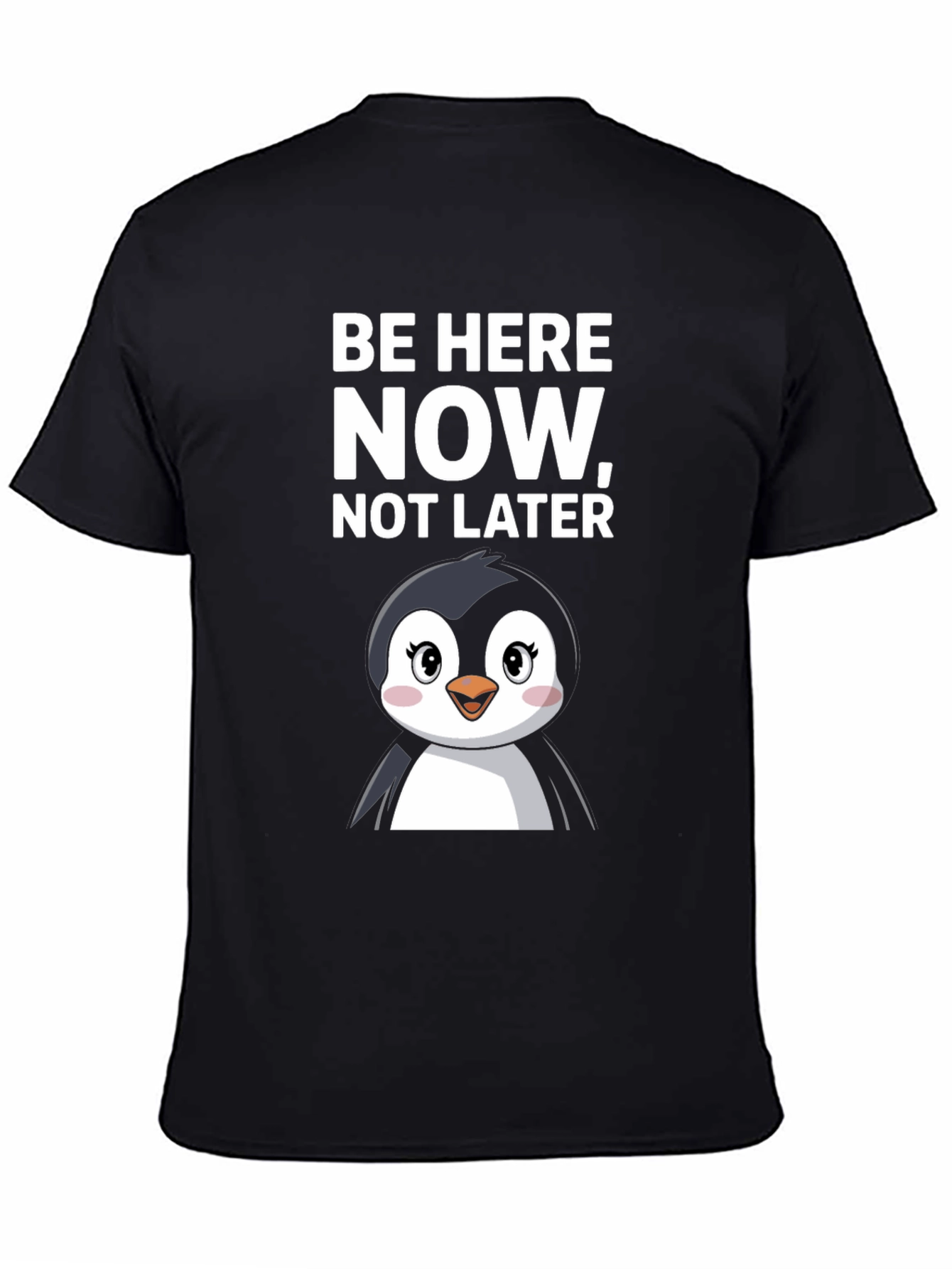 Be Here Now Penguin T-Shirt - Black
