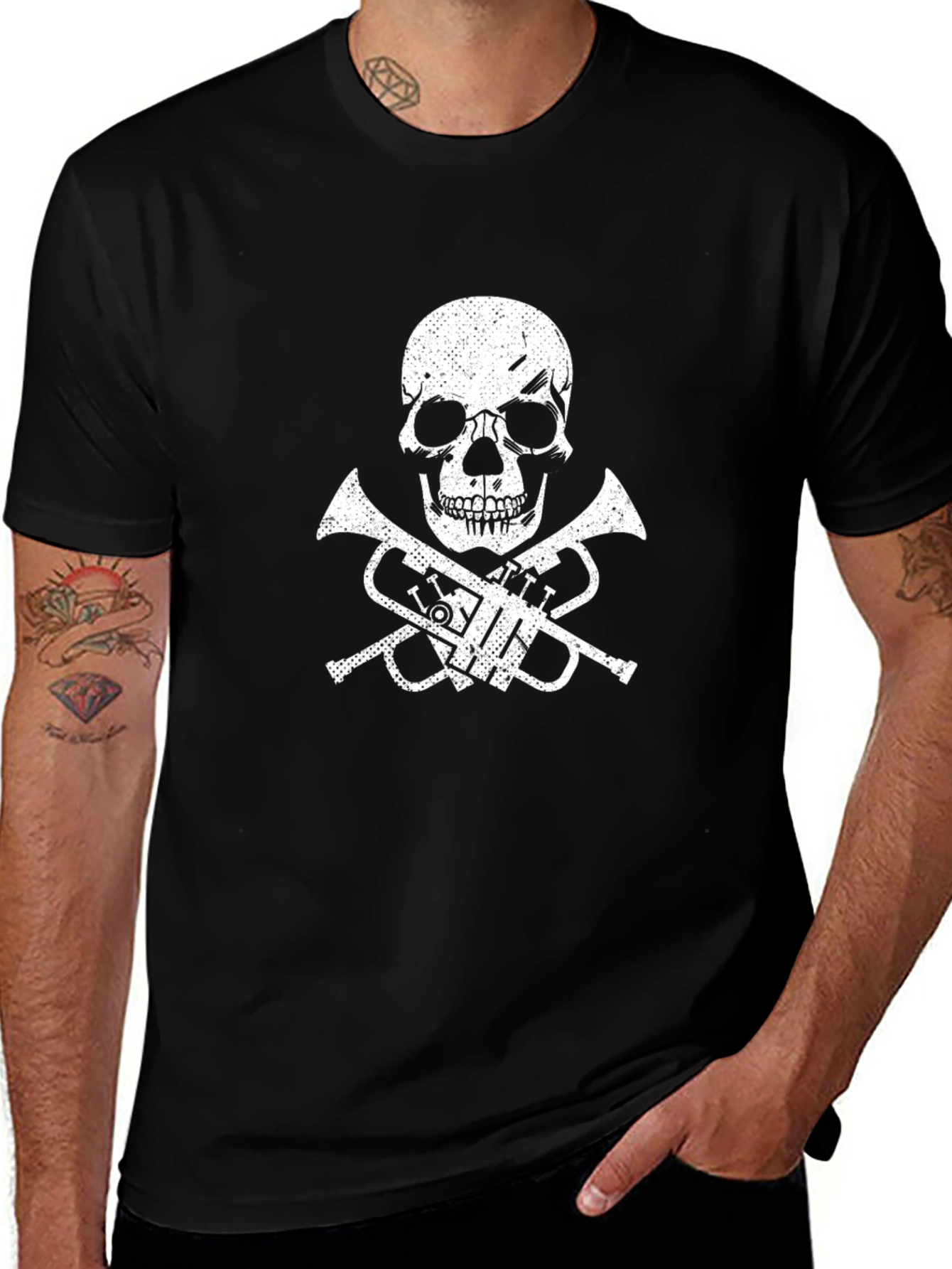 Skull & Trumpet Graphic Tee - Black