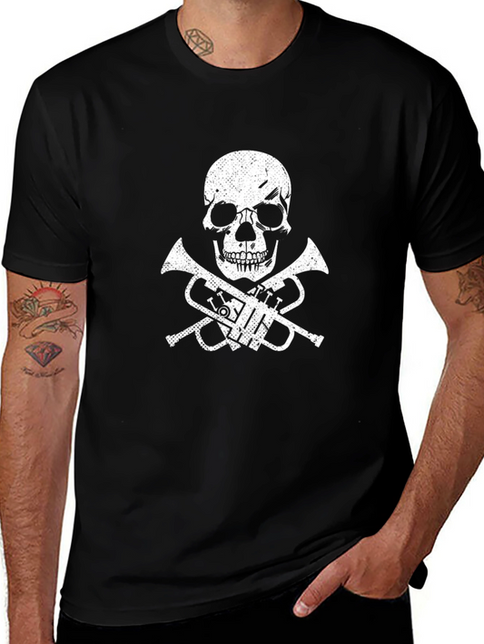 Skull & Trumpet Graphic Tee - Black