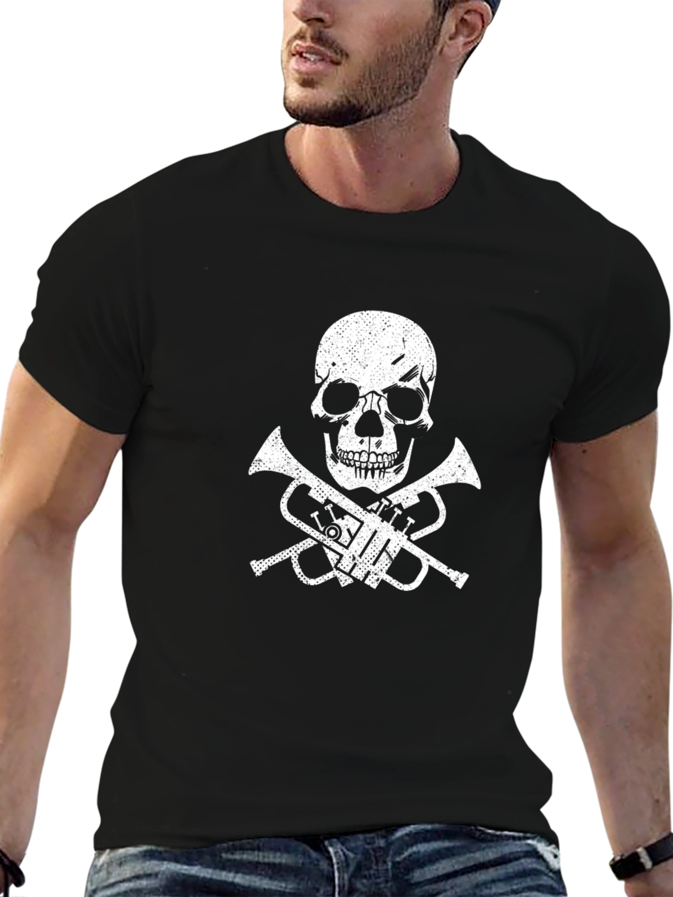 Skull & Trumpet Graphic Tee - Black