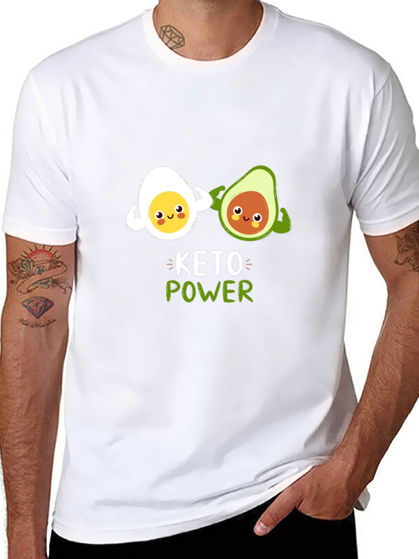 Keto Power T-Shirt Funny Egg and Avocado Gym Tee
