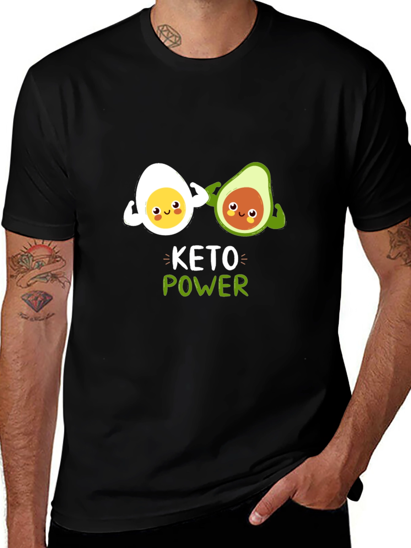Keto Power T-Shirt Funny Egg and Avocado Gym Tee