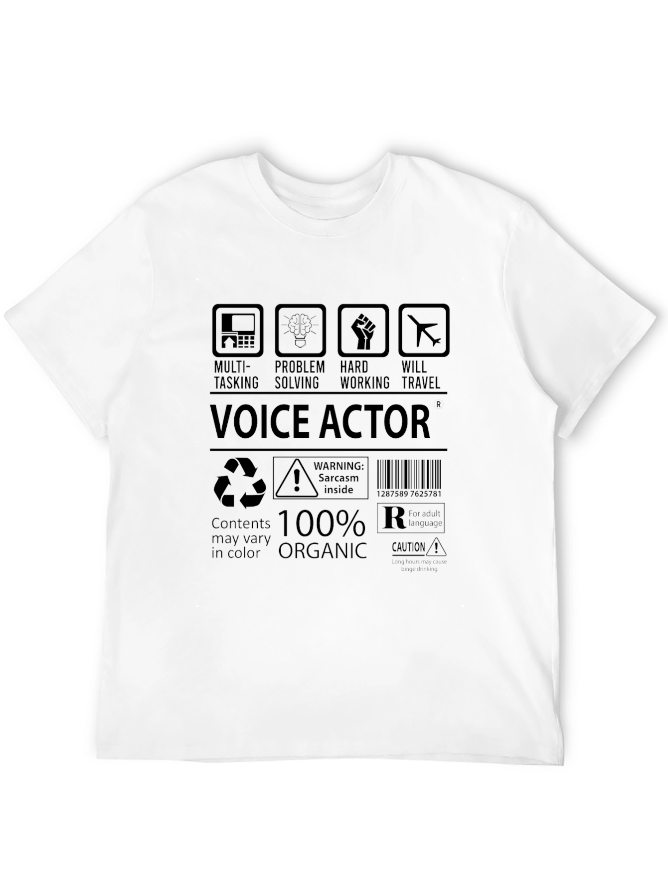 Voice Actor 100% Organic Black T-Shirt