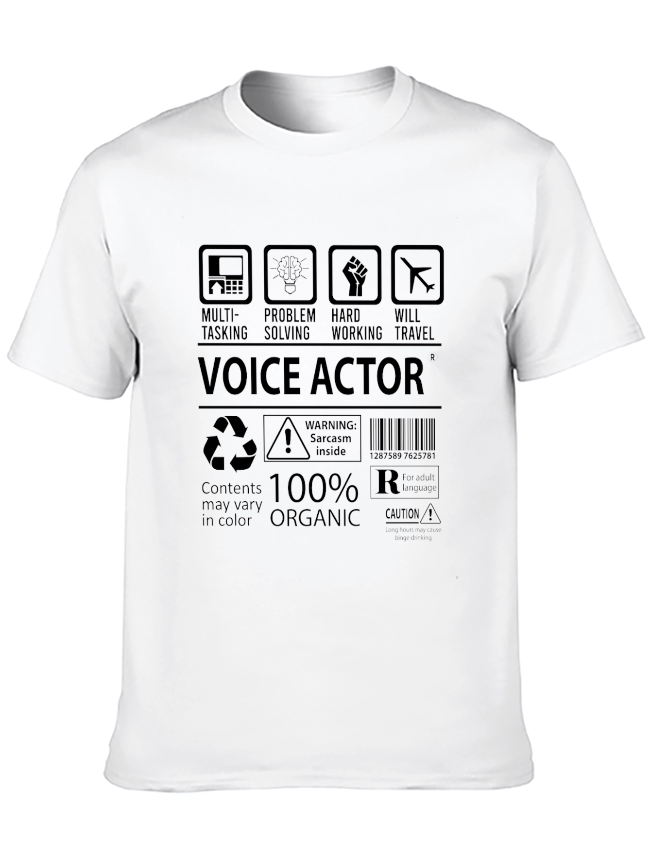 Voice Actor 100% Organic Black T-Shirt