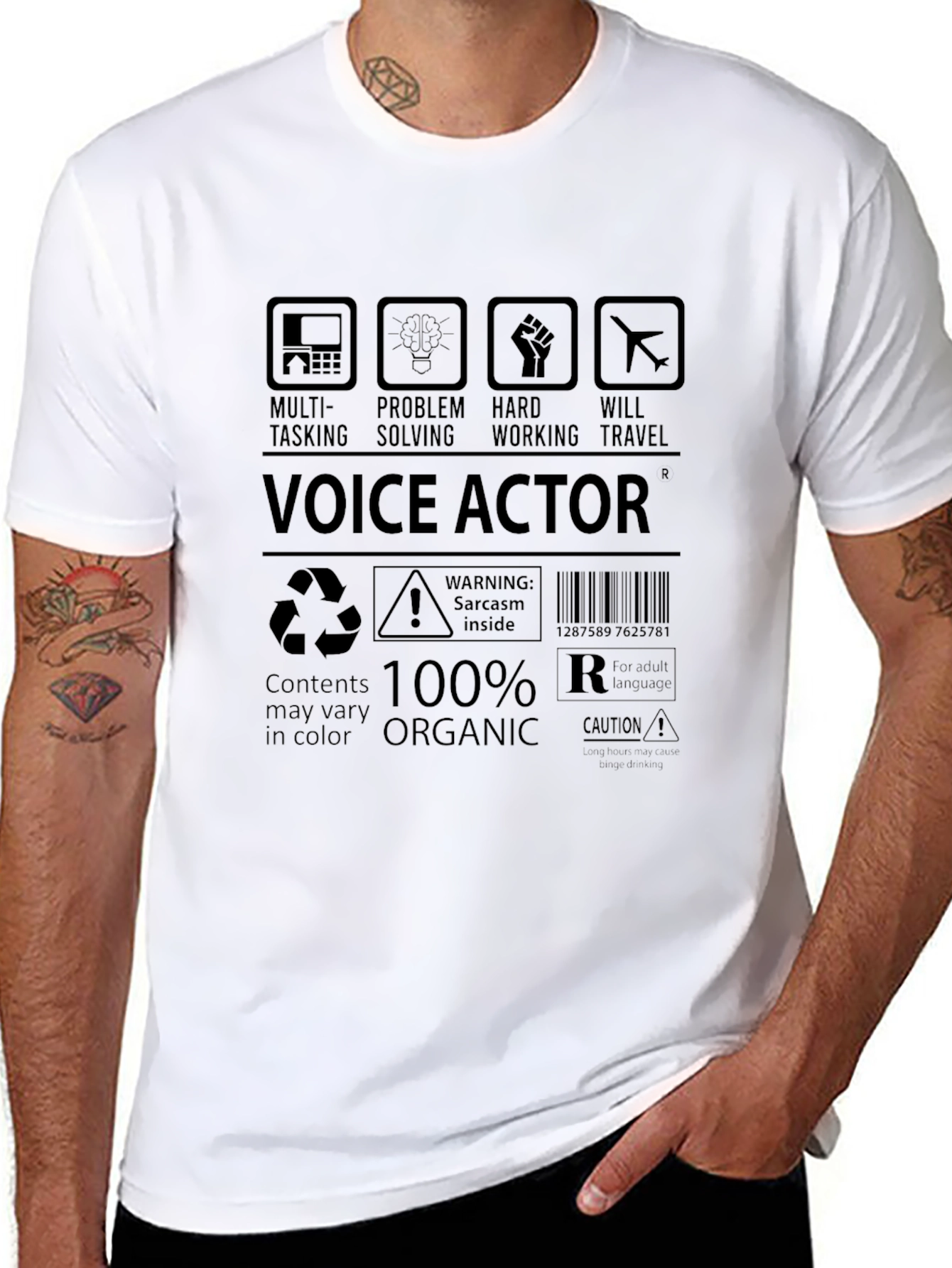 Voice Actor 100% Organic Black T-Shirt