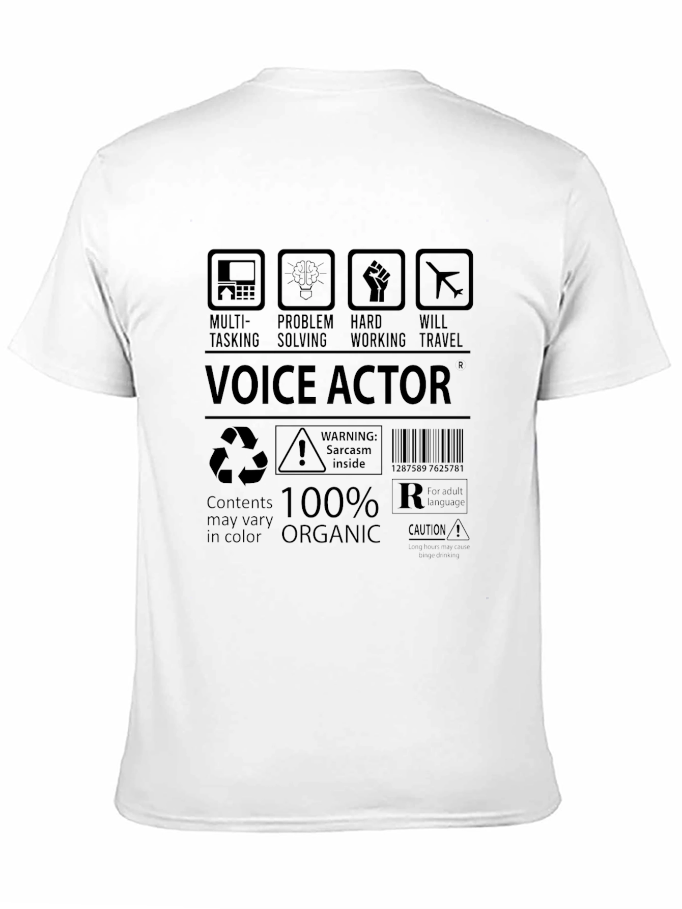 Voice Actor 100% Organic Black T-Shirt