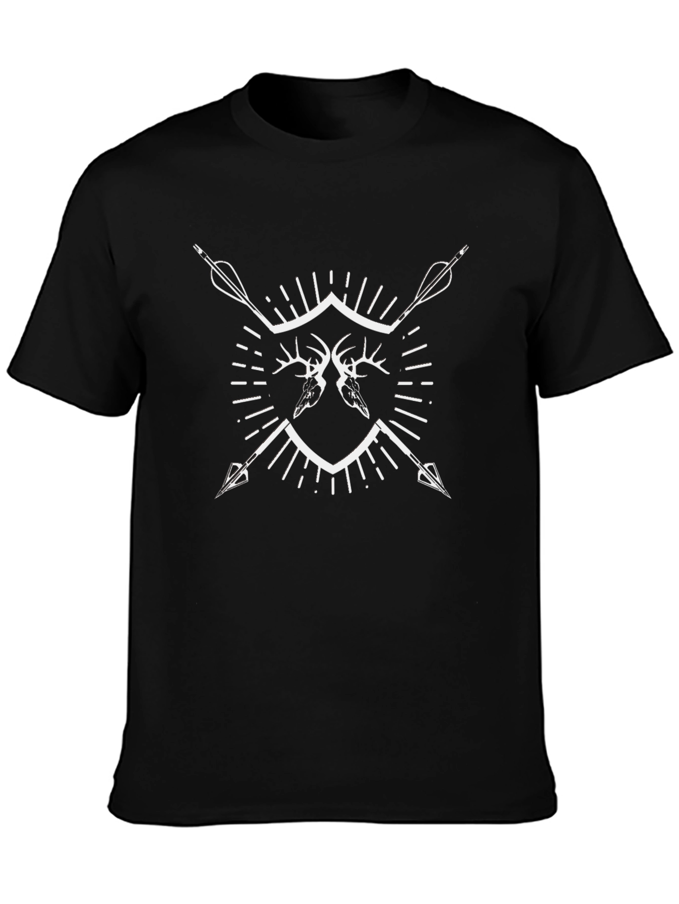 Mens Black Deer Antler Arrow Graphic Tee