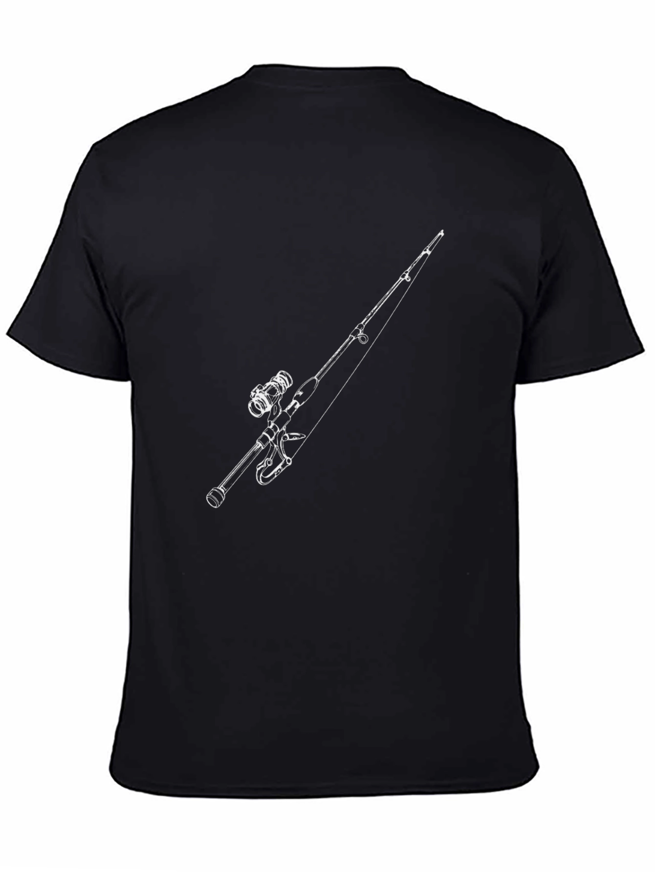 Fishing Rod Graphic Tee - Black Cotton Comfort