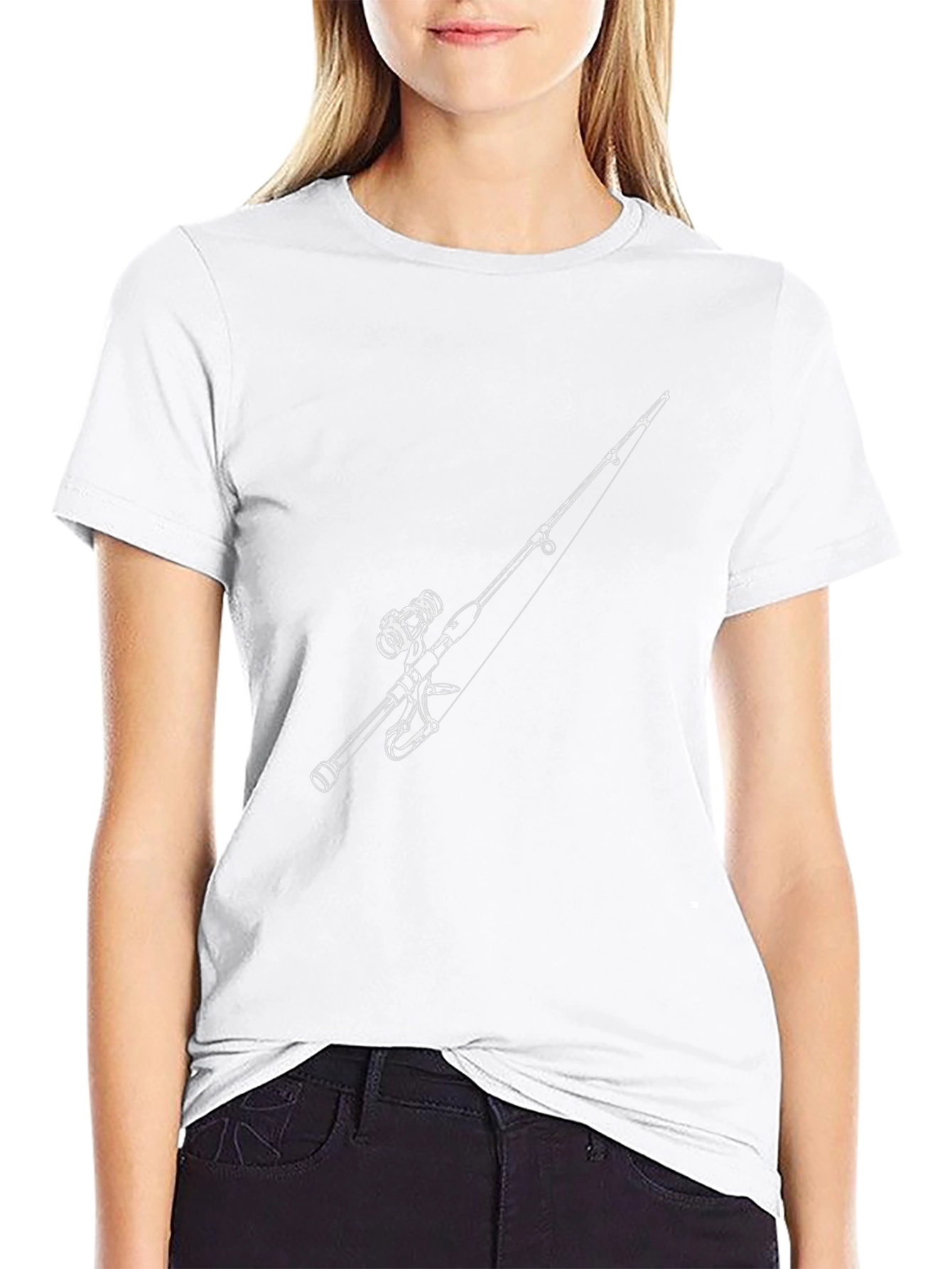 Fishing Rod Graphic Tee - Black Cotton Comfort