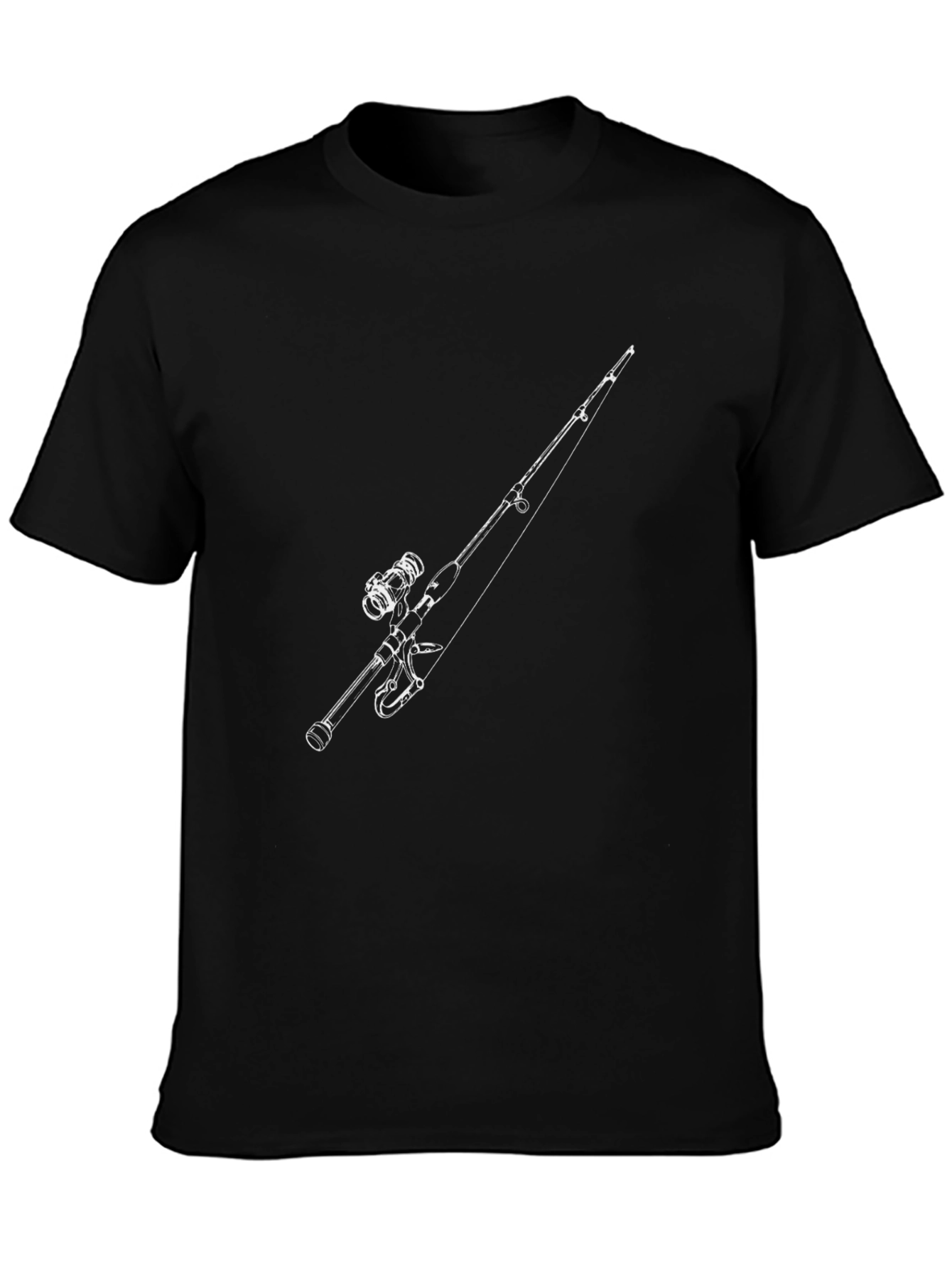 Fishing Rod Graphic Tee - Black Cotton Comfort