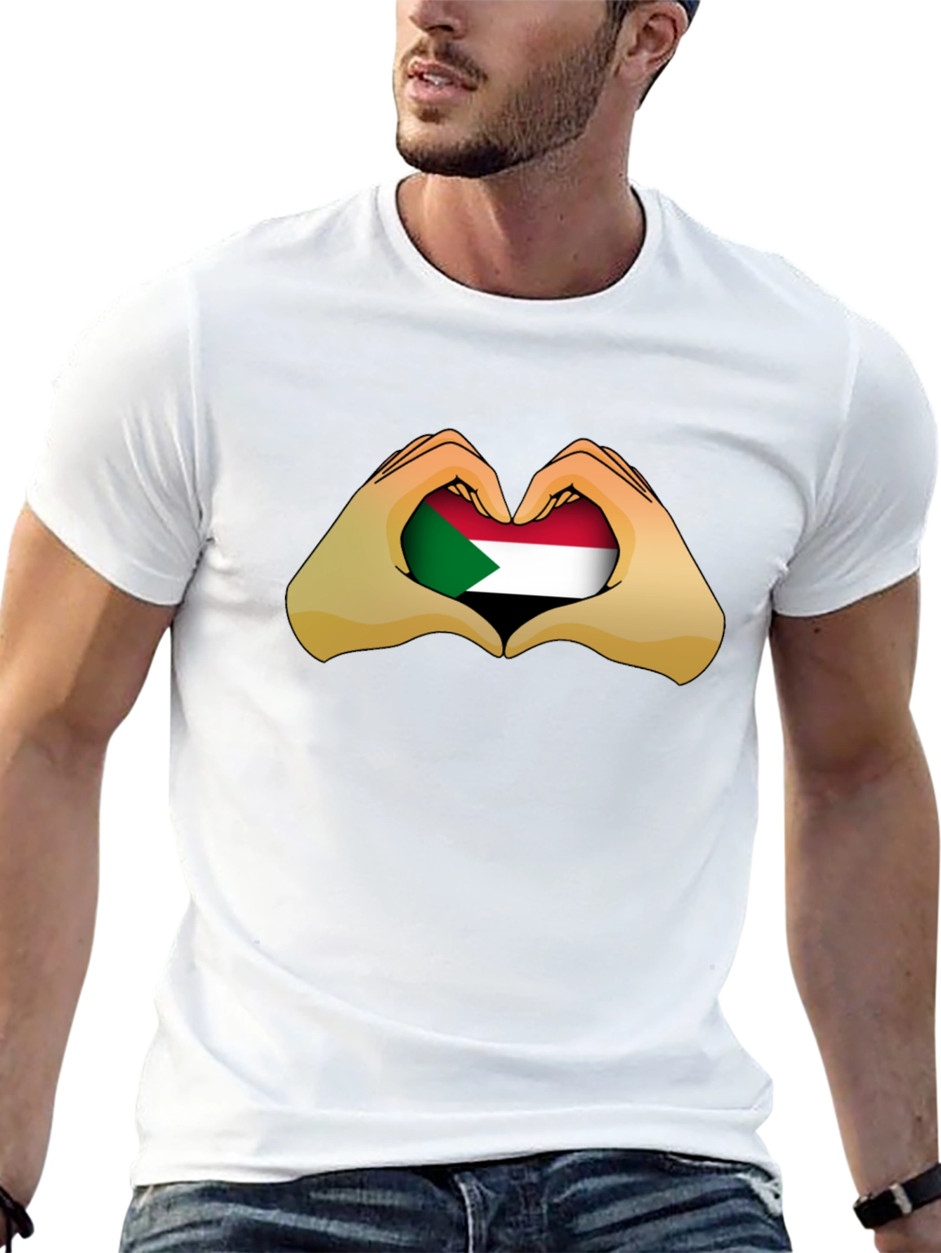 Sudan Heart Hands T-Shirt - Black Cotton Tee