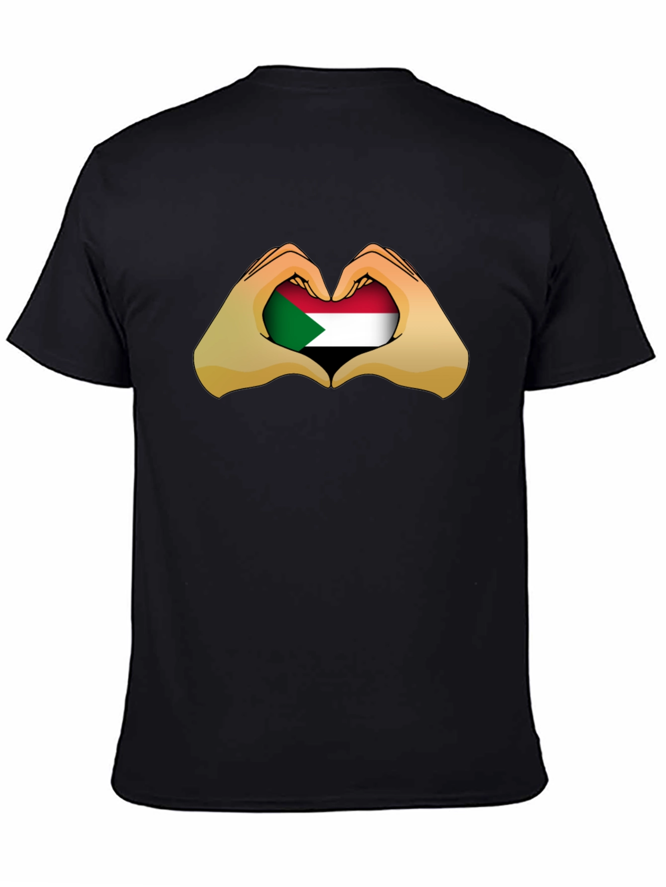 Sudan Heart Hands T-Shirt - Black Cotton Tee