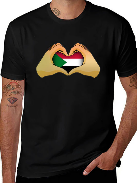 Sudan Heart Hands T-Shirt - Black Cotton Tee