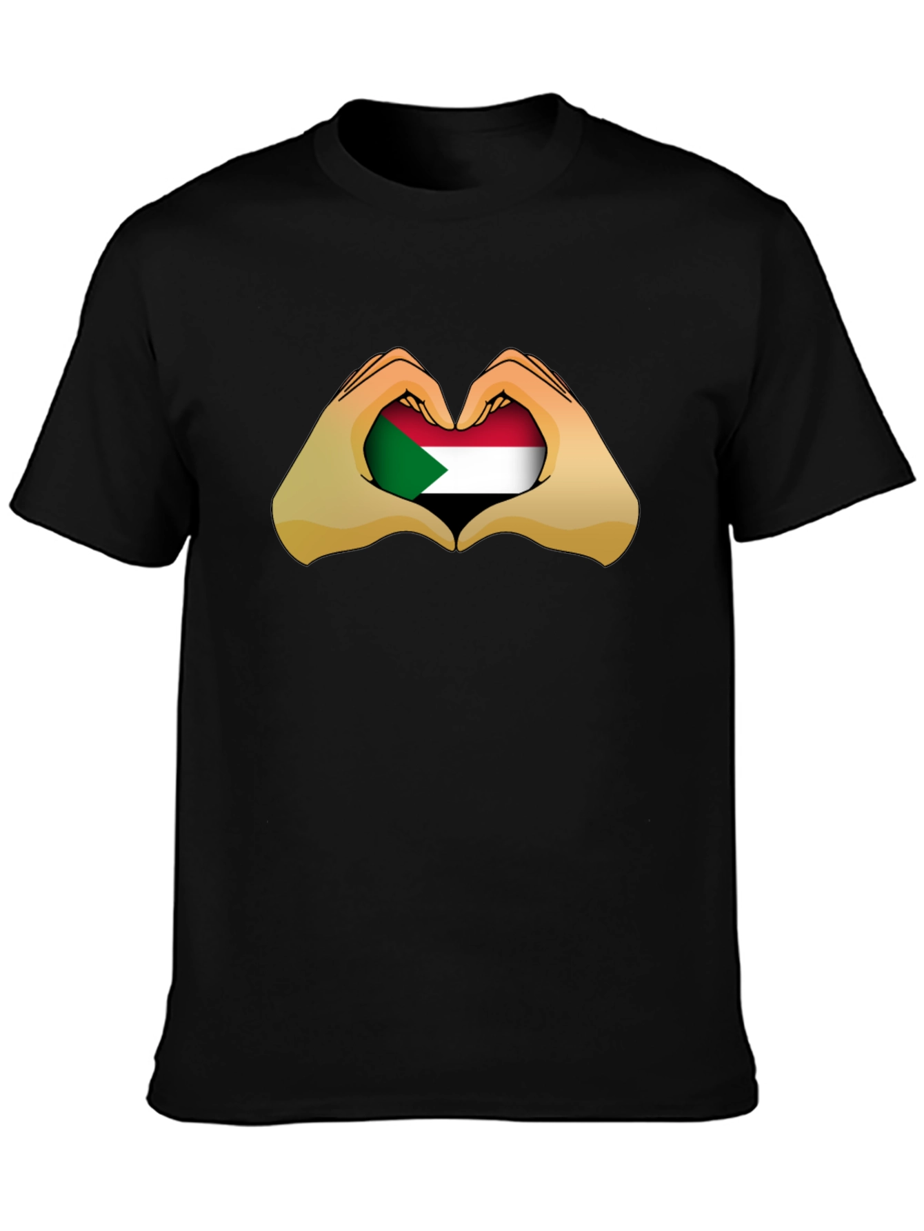 Sudan Heart Hands T-Shirt - Black Cotton Tee