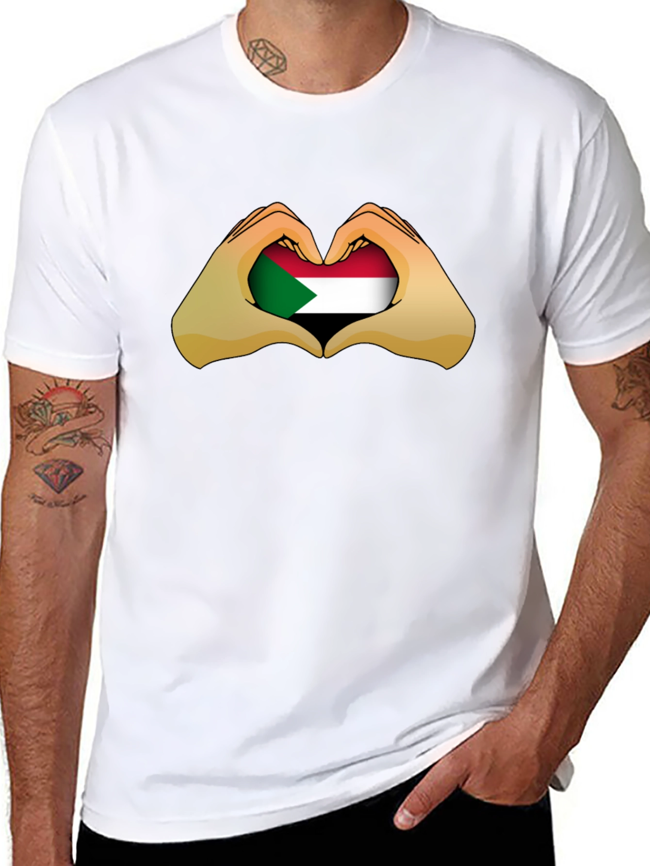 Sudan Heart Hands T-Shirt - Black Cotton Tee