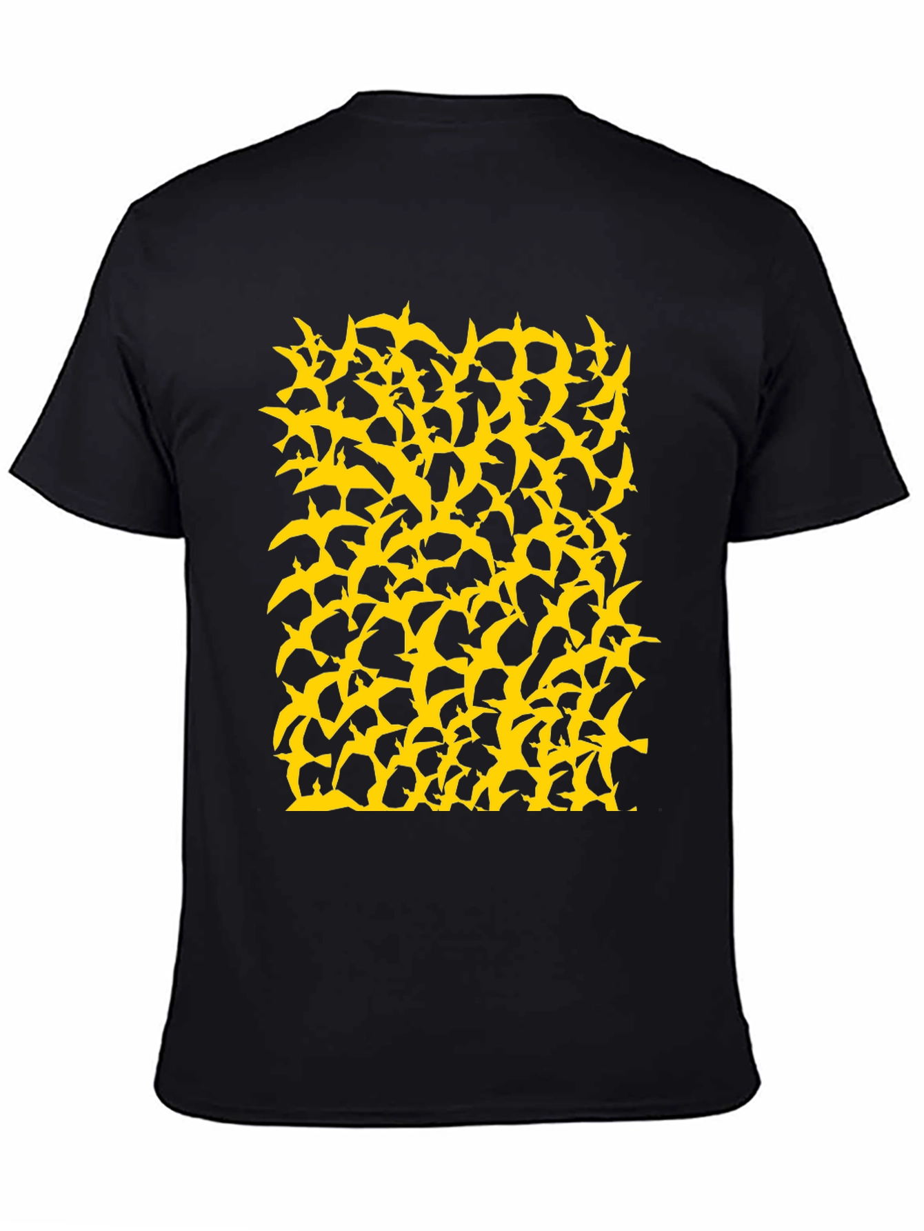 Birds Pattern Black T-Shirt