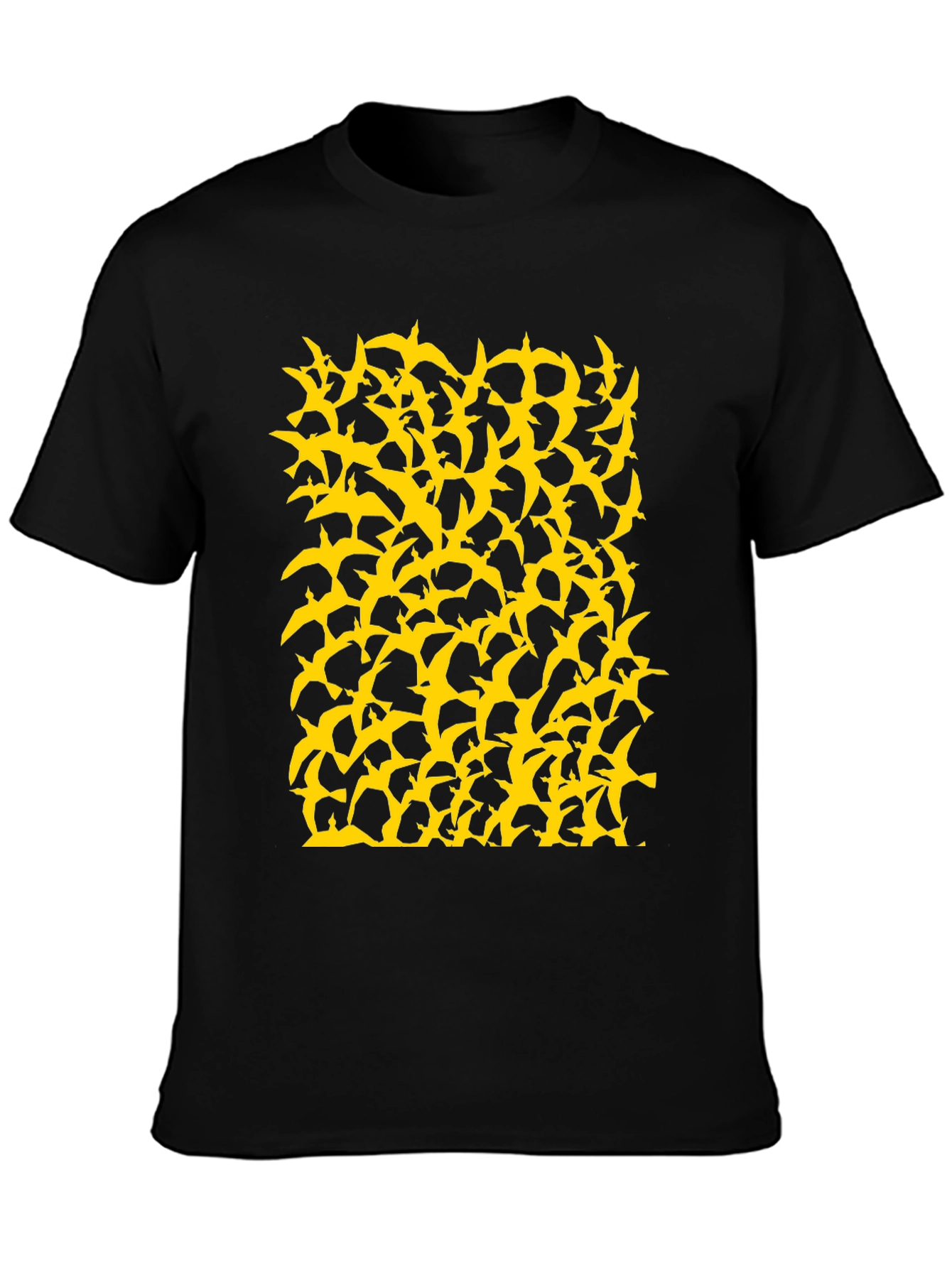 Birds Pattern Black T-Shirt