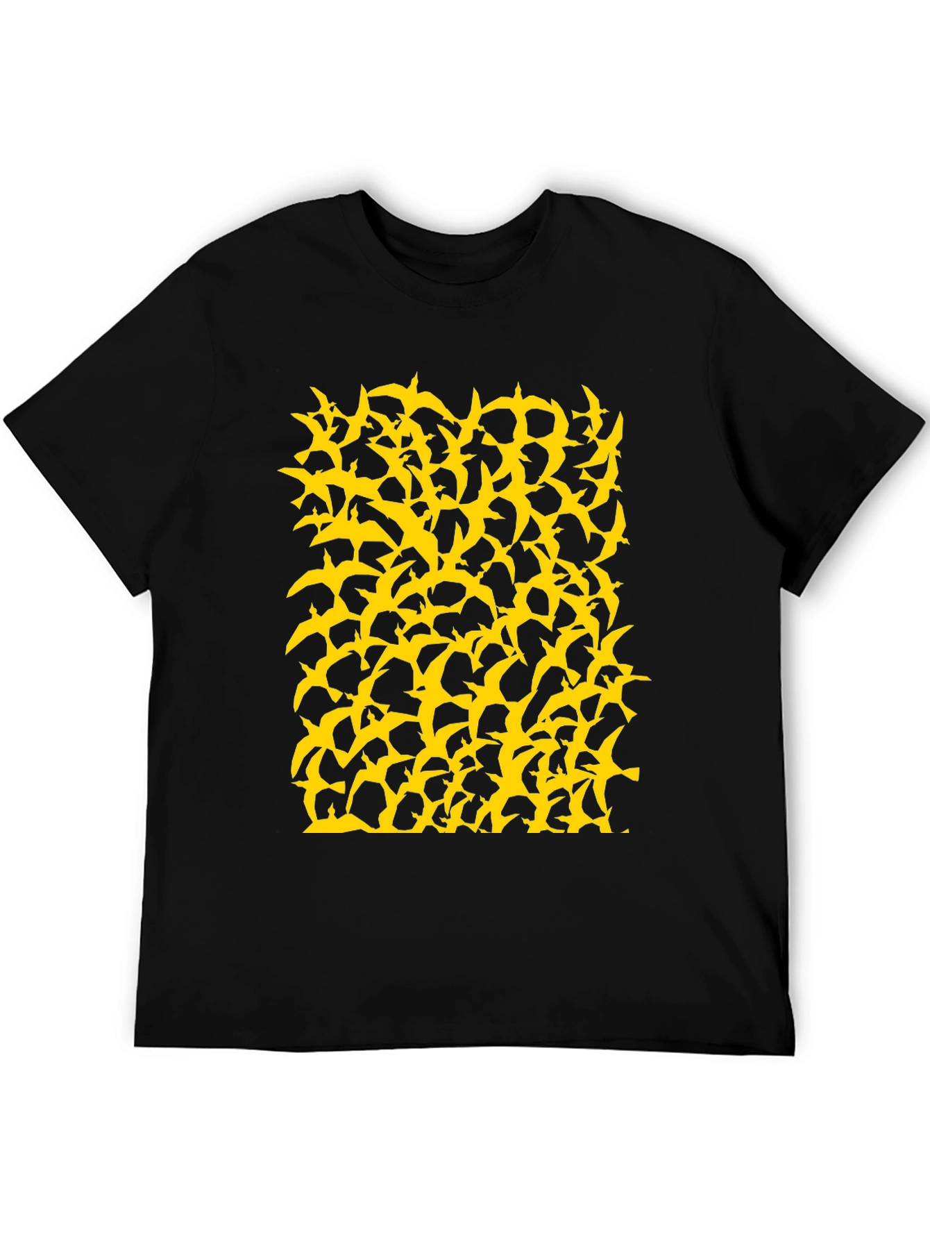 Birds Pattern Black T-Shirt