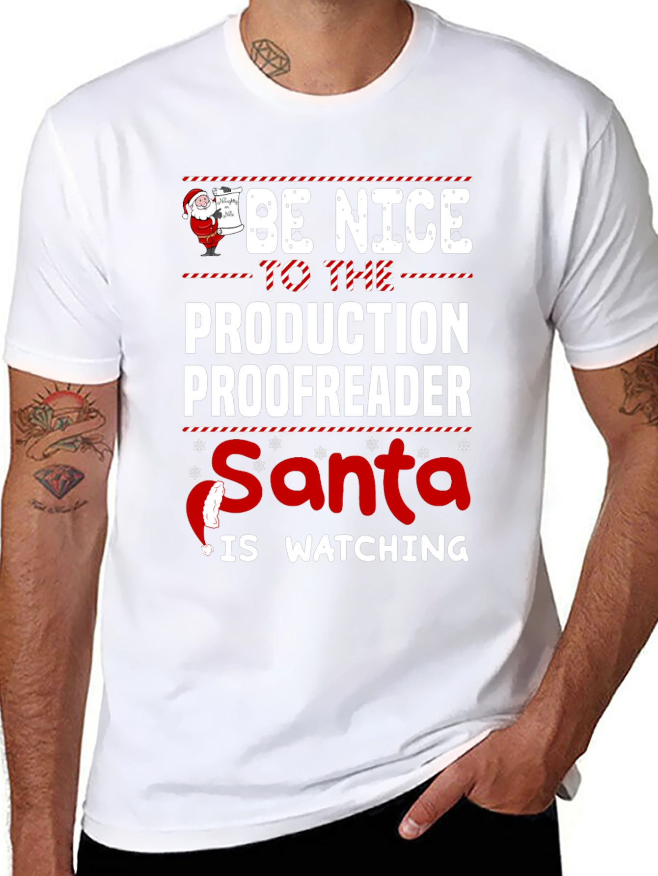 Be Nice to the Production Proofreader Santa Watching T-Shirt