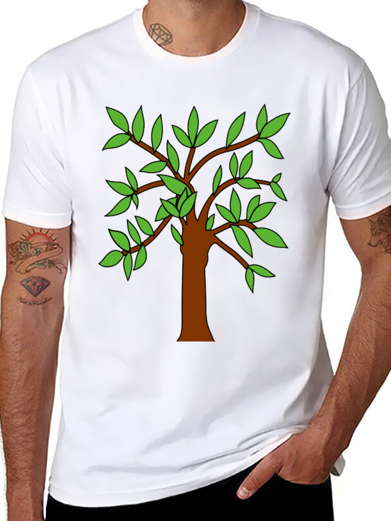 Nature Tree Graphic Tee - Casual Black T-Shirt