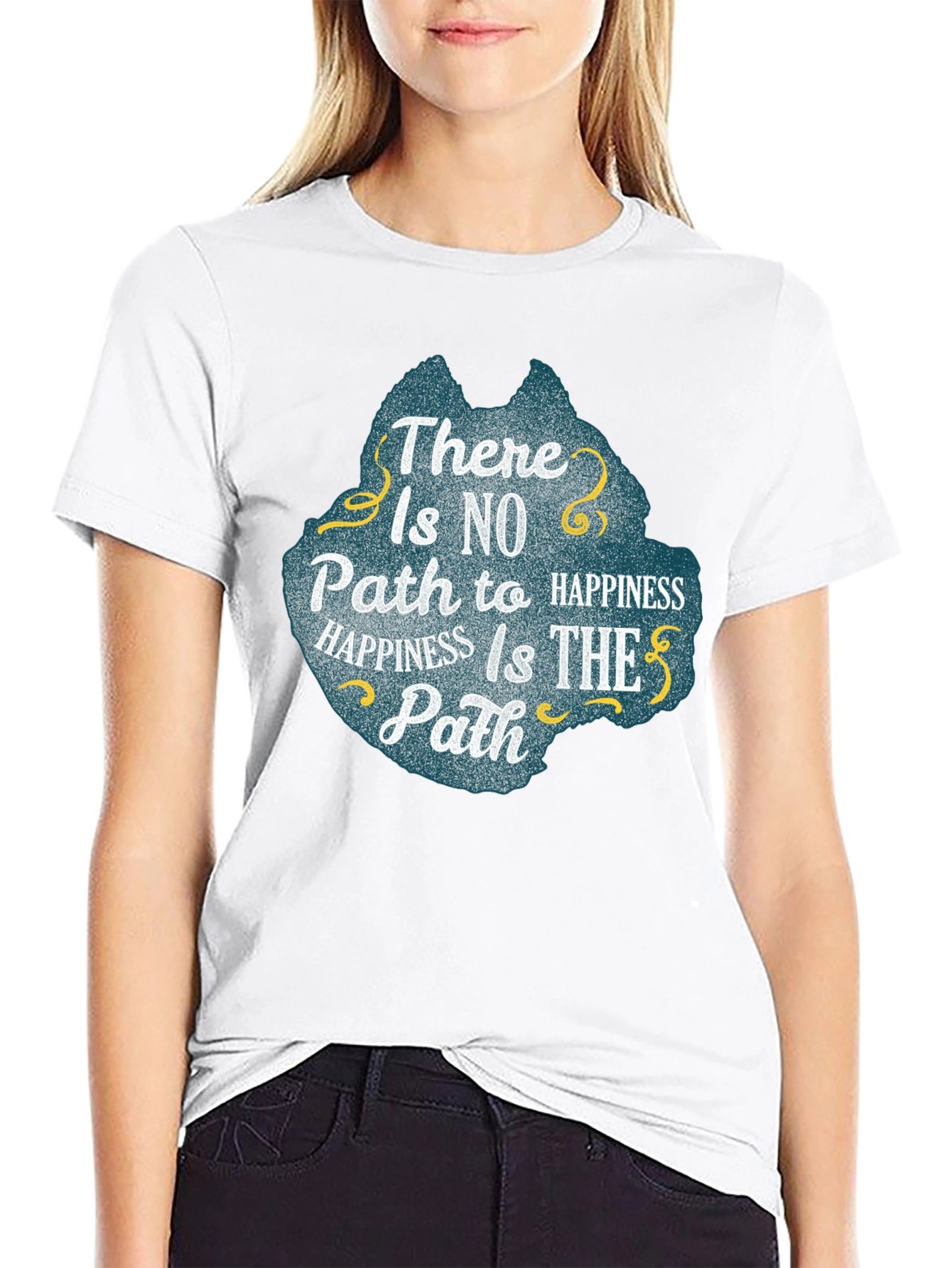 Happiness Path Graphic Tee - Inspiring Black T-Shirt