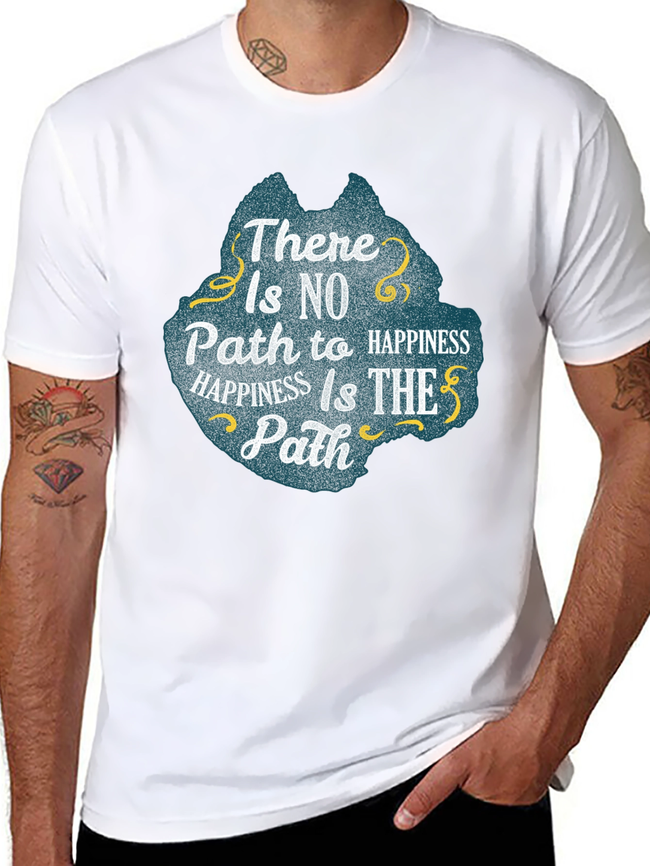 Happiness Path Graphic Tee - Inspiring Black T-Shirt