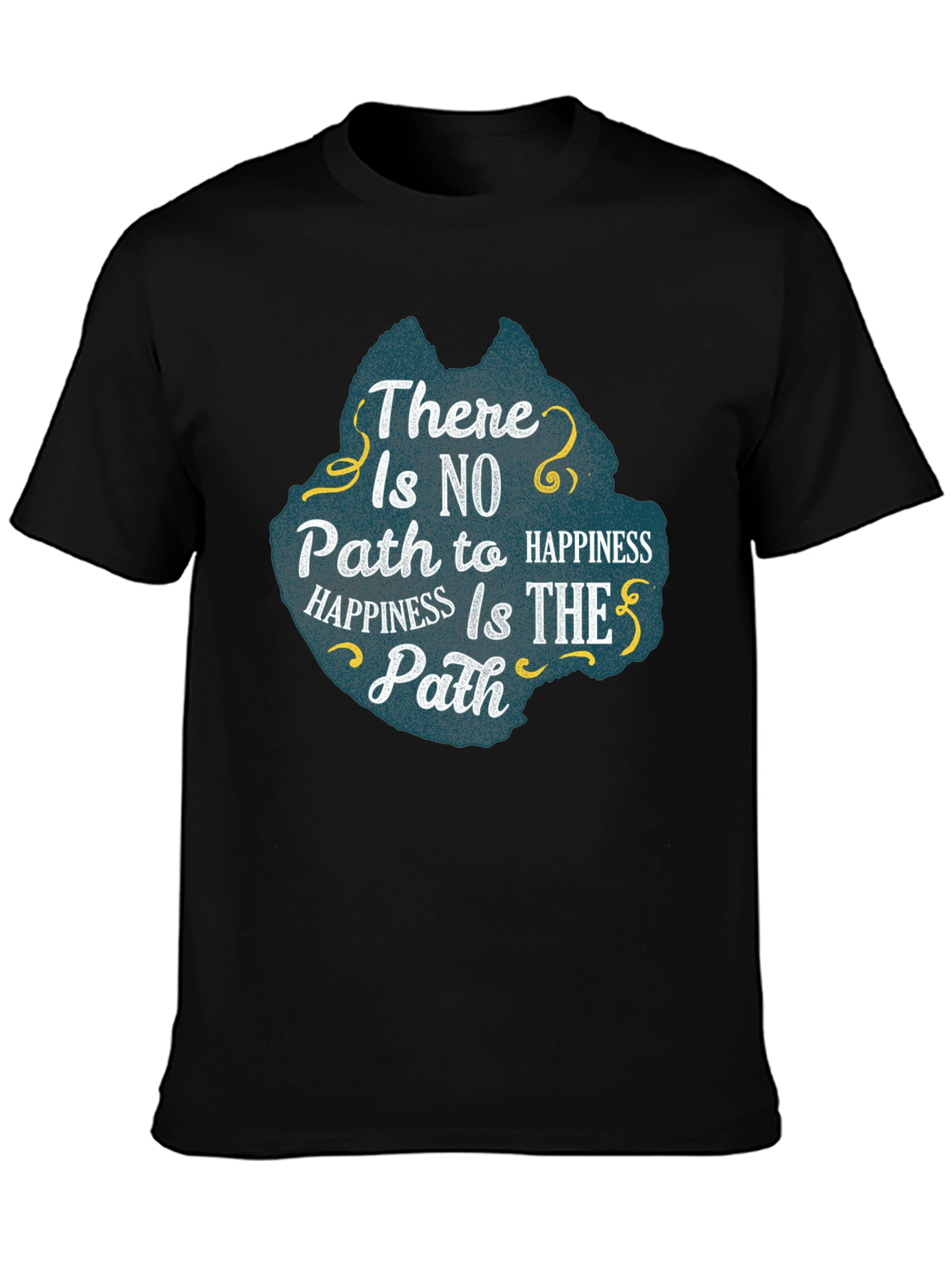 Happiness Path Graphic Tee - Inspiring Black T-Shirt