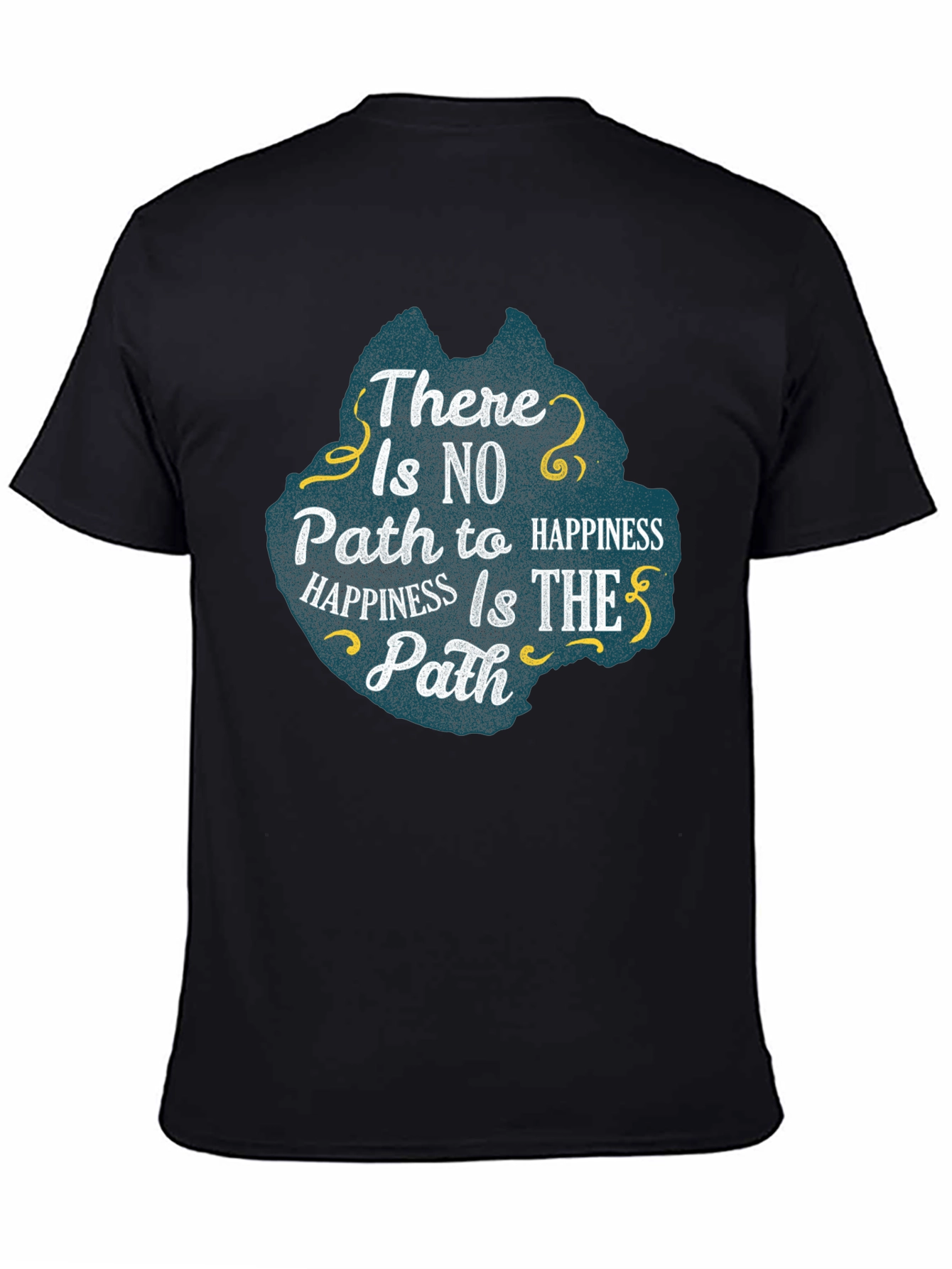 Happiness Path Graphic Tee - Inspiring Black T-Shirt