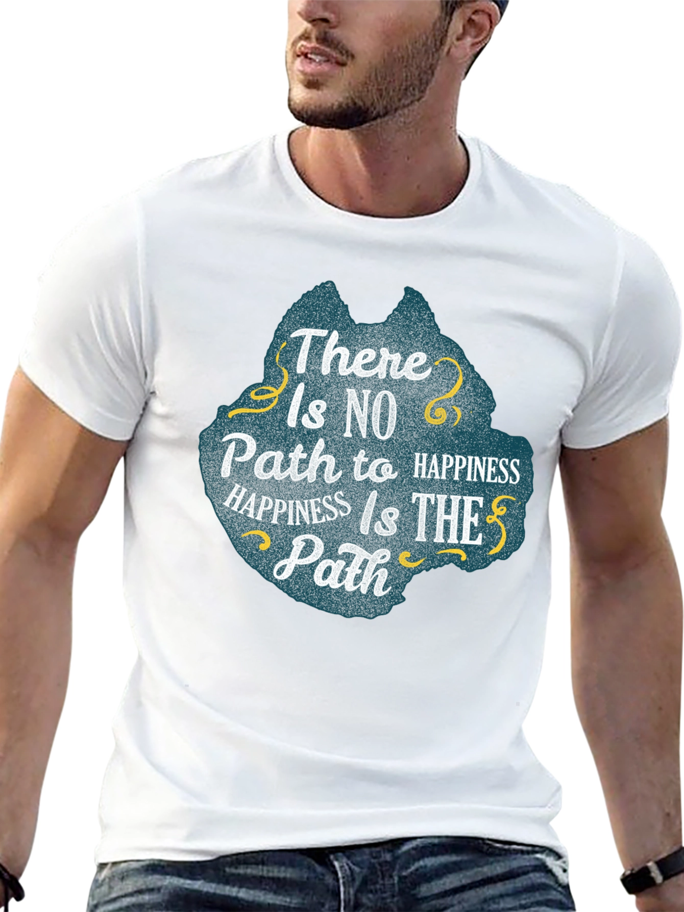 Happiness Path Graphic Tee - Inspiring Black T-Shirt