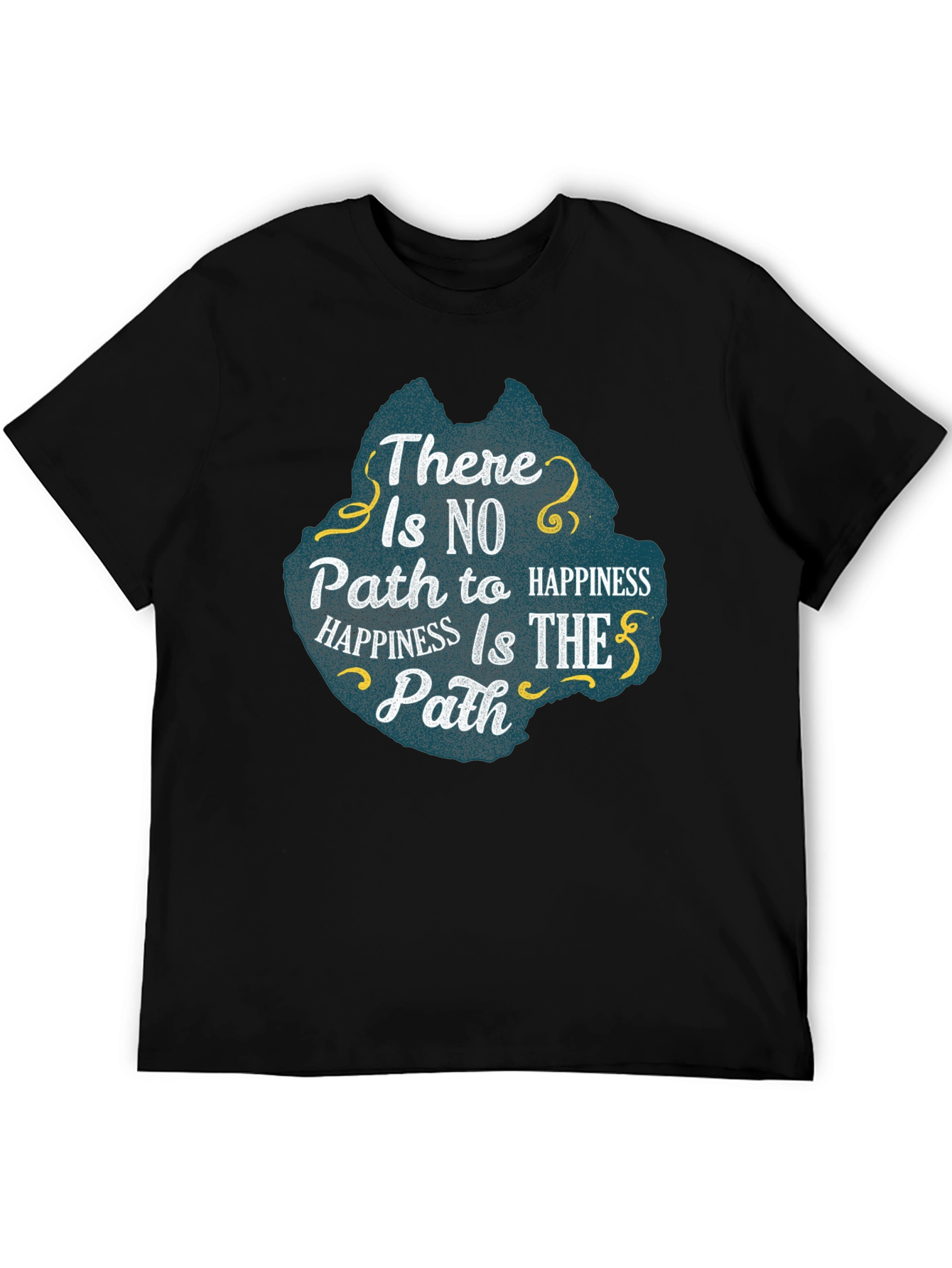 Happiness Path Graphic Tee - Inspiring Black T-Shirt