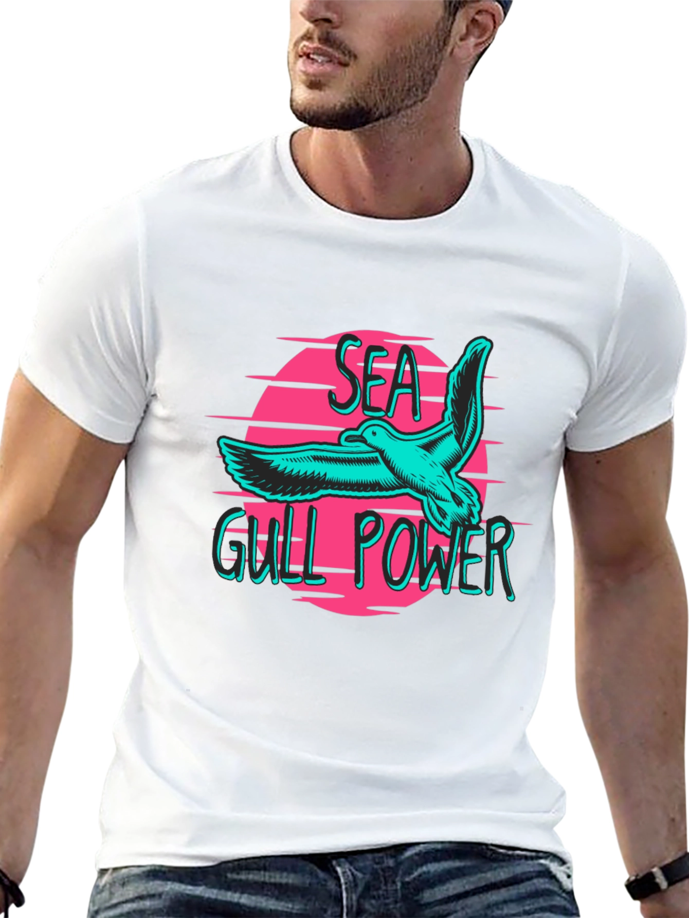 Seagull Power Graphic Tee - Retro Vibes