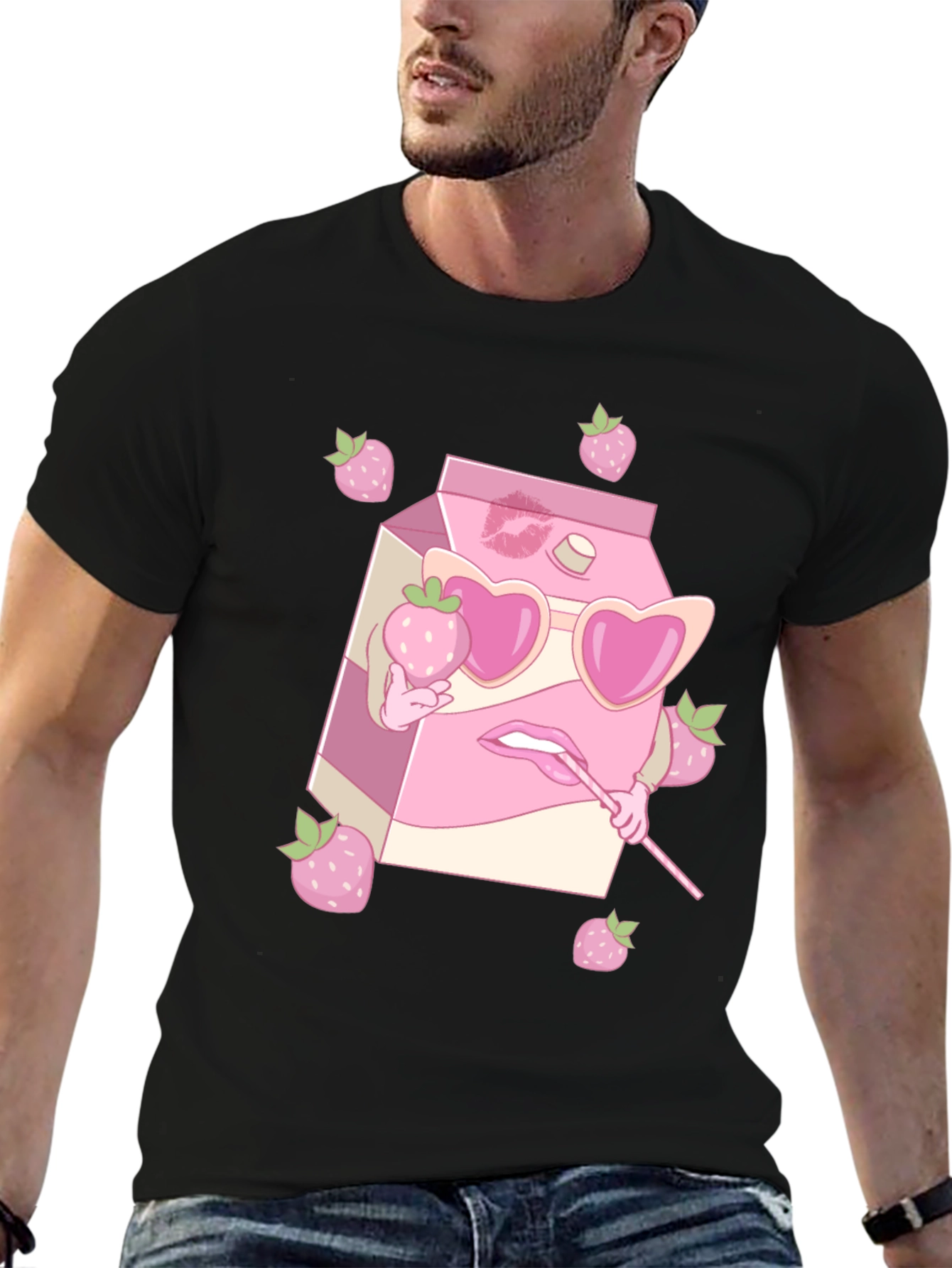 Strawberry Milk Cartoon T-Shirt