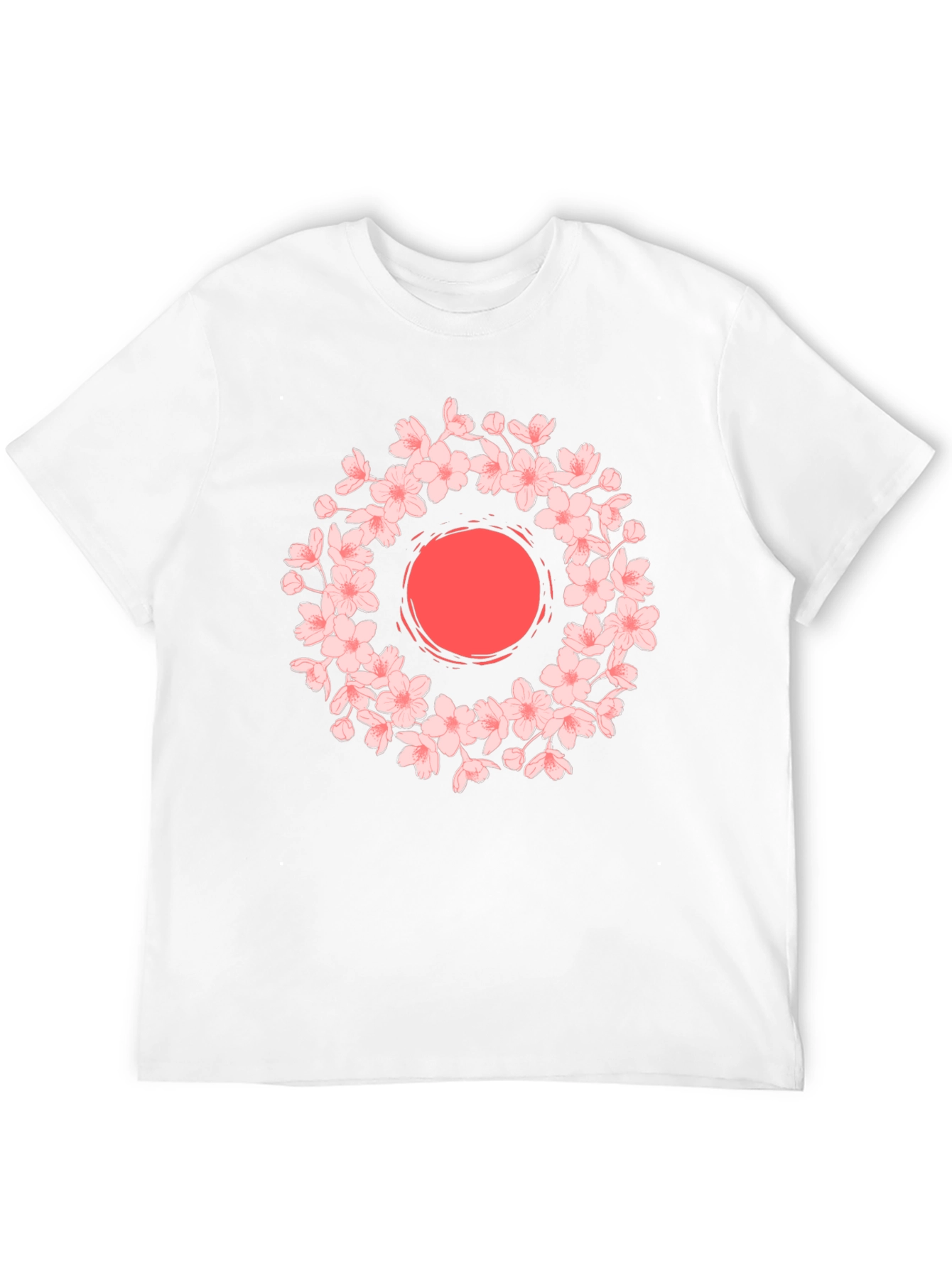 Cherry Blossom Sun Graphic Tee - Black Cotton Blend