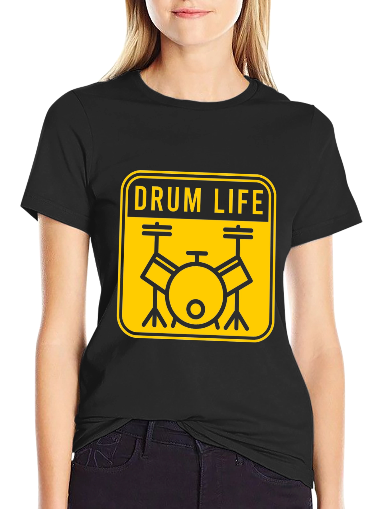 Drum Life Graphic T-Shirt - Black Crew Neck