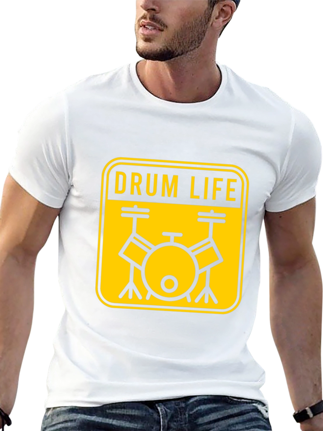 Drum Life Graphic T-Shirt - Black Crew Neck